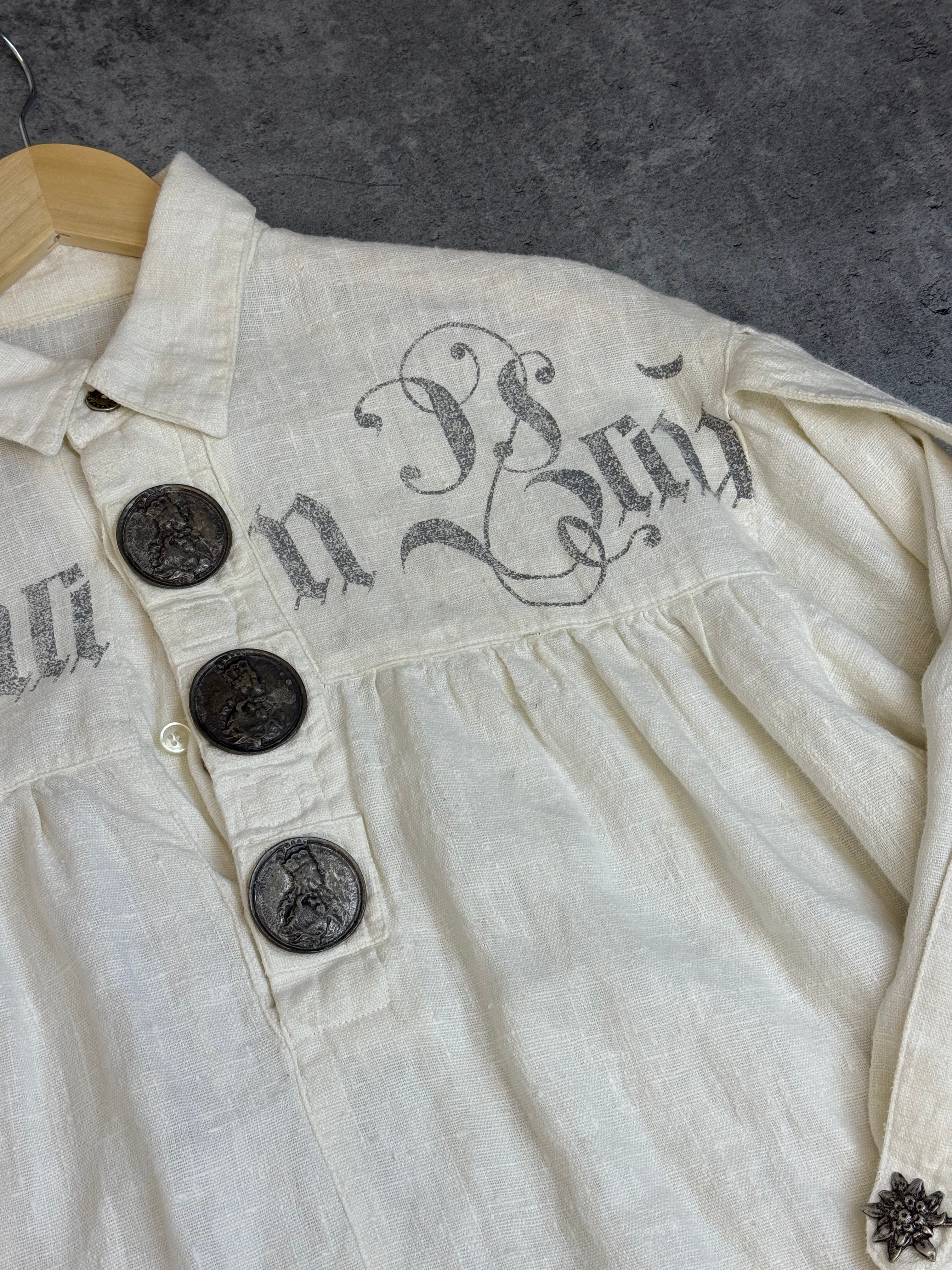 Stockerpoint 100% Linen Lniana Button Down Shirt Koszula Shirt Gothic Fairy Grunge Boho Medieval Oktoberfest