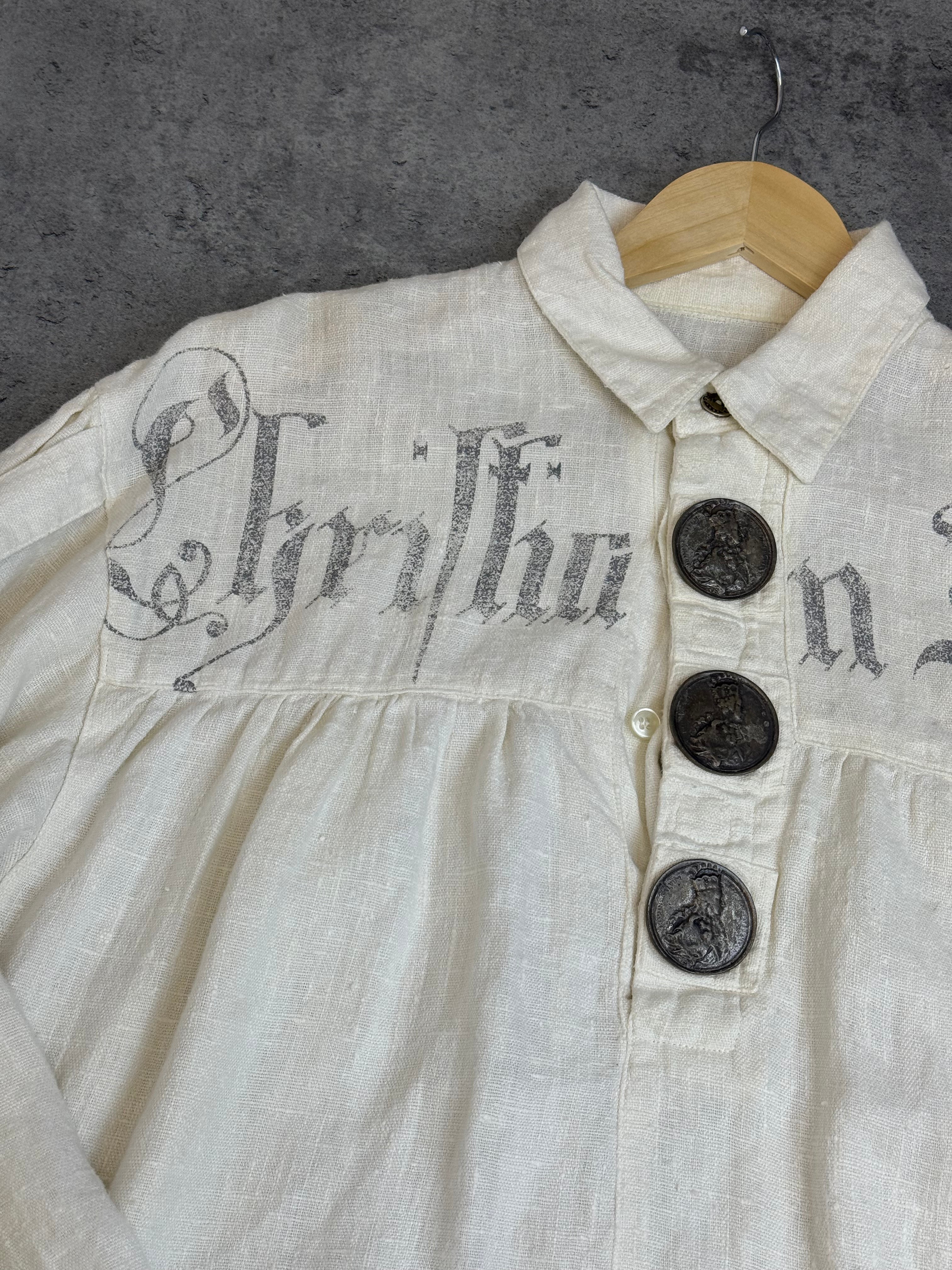 Stockerpoint 100% Linen Lniana Button Down Shirt Koszula Shirt Gothic Fairy Grunge Boho Medieval Oktoberfest