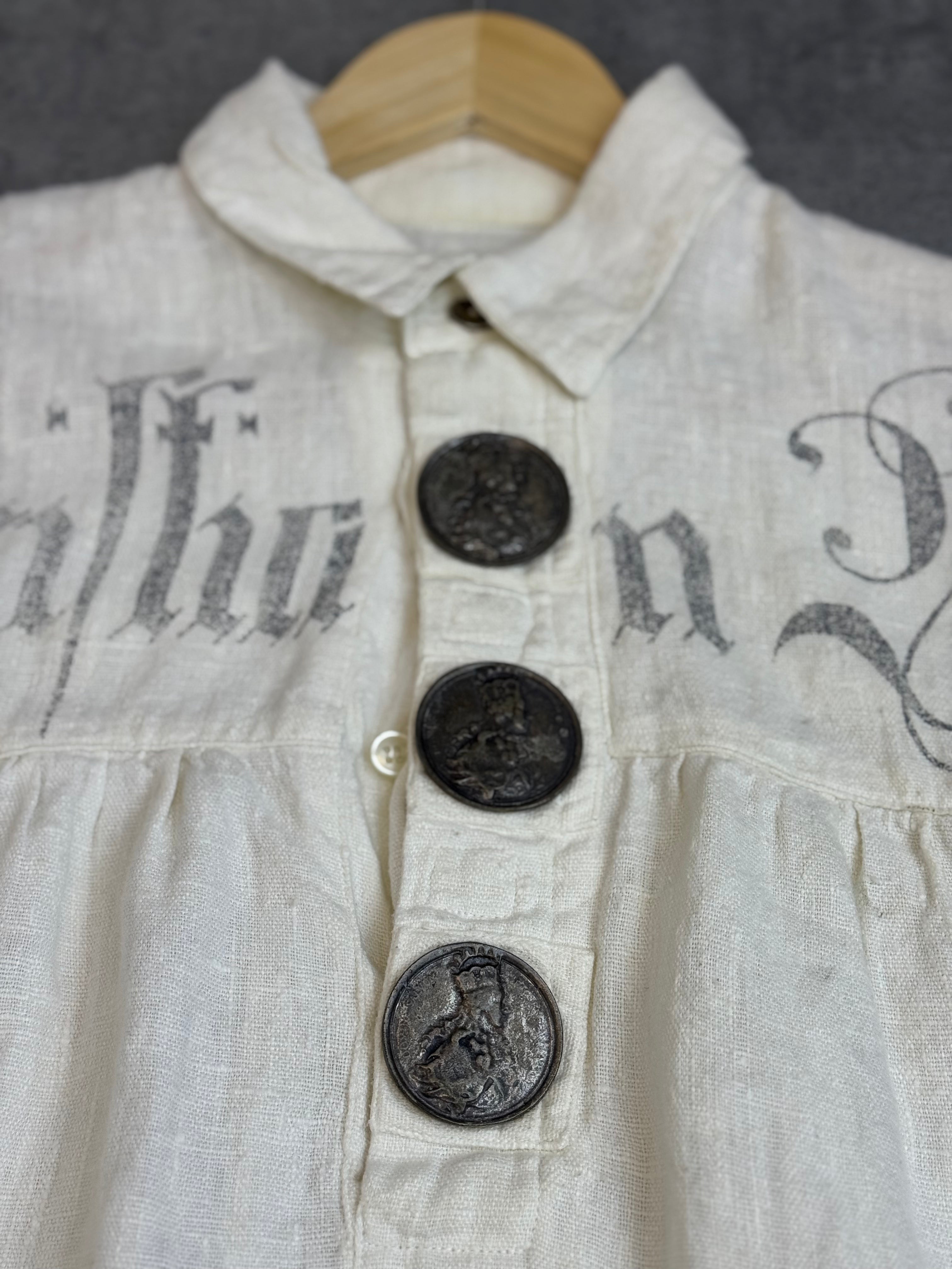 Stockerpoint 100% Linen Lniana Button Down Shirt Koszula Shirt Gothic Fairy Grunge Boho Medieval Oktoberfest