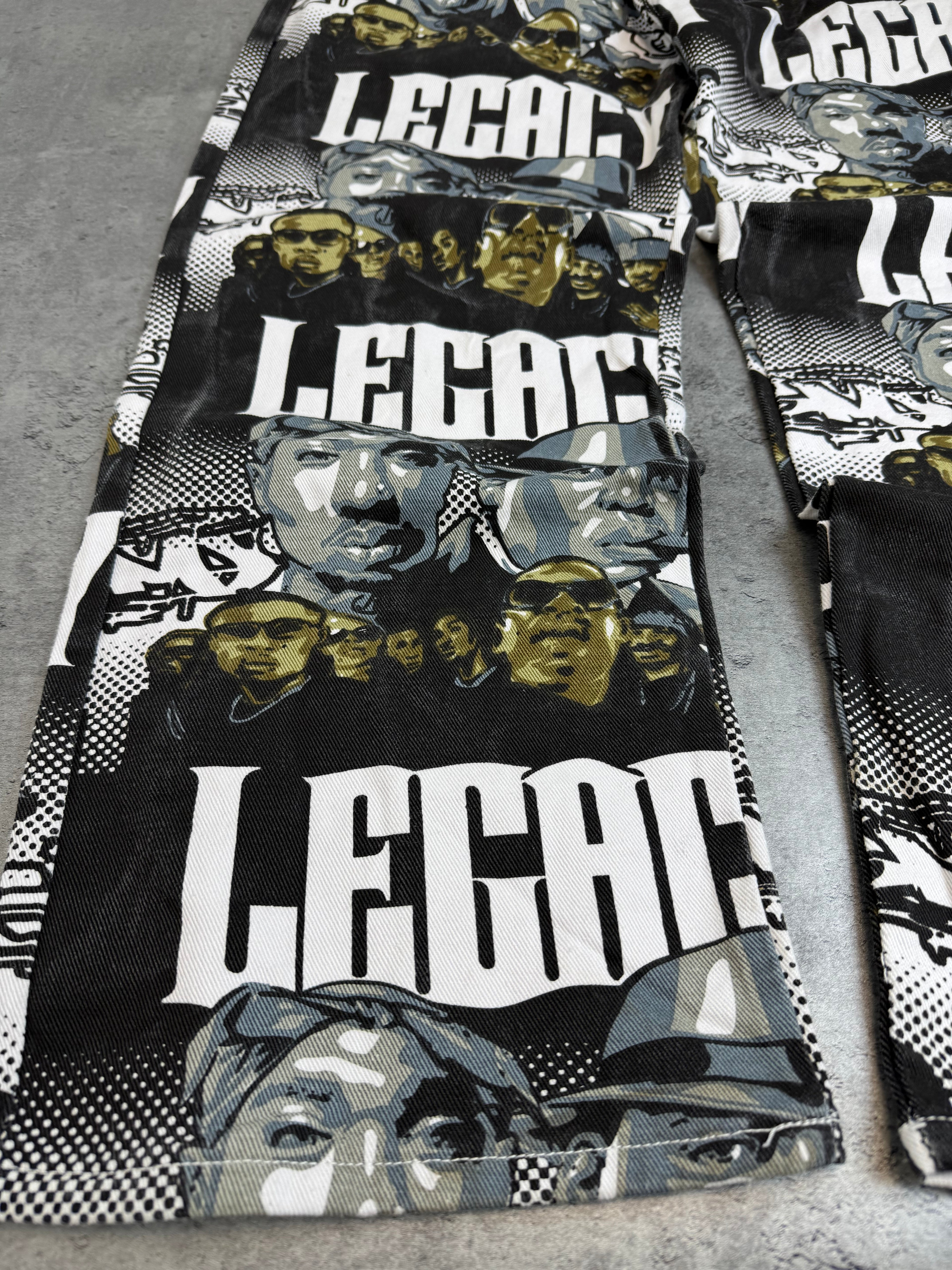 Makaveli 2Pac Tupac Vintage Baggy Jeans Spodnie Jeansowe Wide Leg AOP All Over Print HipHop Y2K