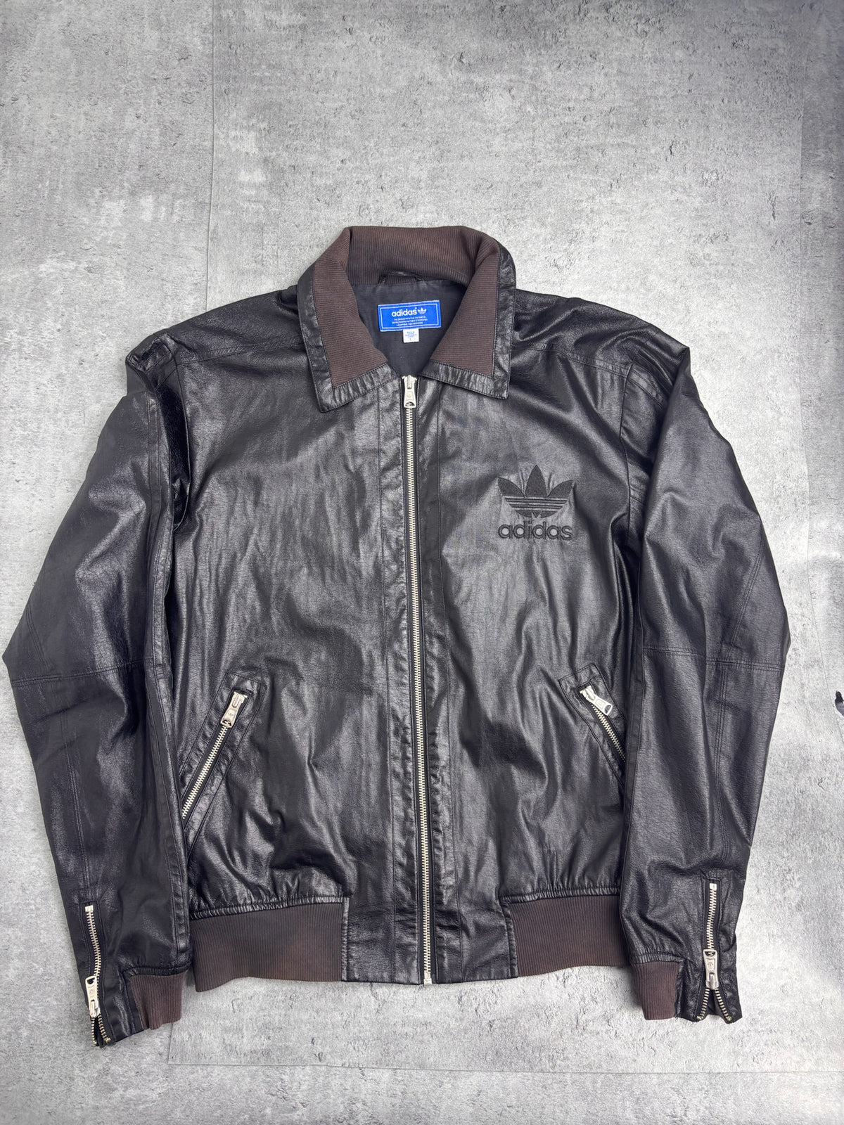 ADIDAS FAUX LEATHER JACKET IMITACJA SKÓRY 2010 ROK RARE TRACKSUIT JACKET ROZPINANA Y2K