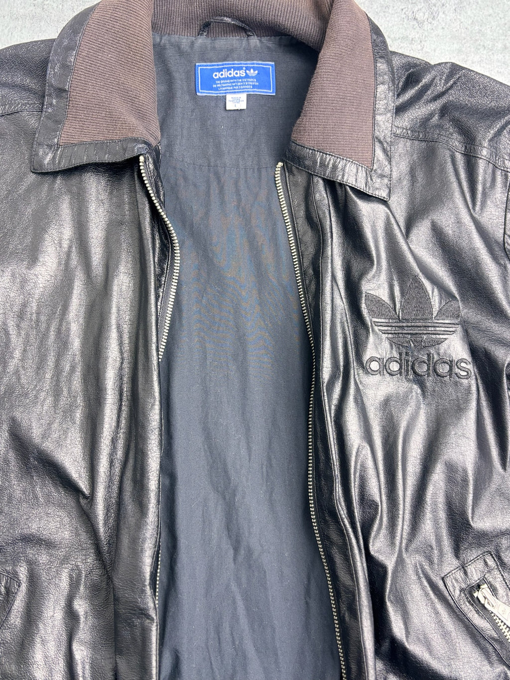 ADIDAS FAUX LEATHER JACKET IMITACJA SKÓRY 2010 ROK RARE TRACKSUIT JACKET ROZPINANA Y2K