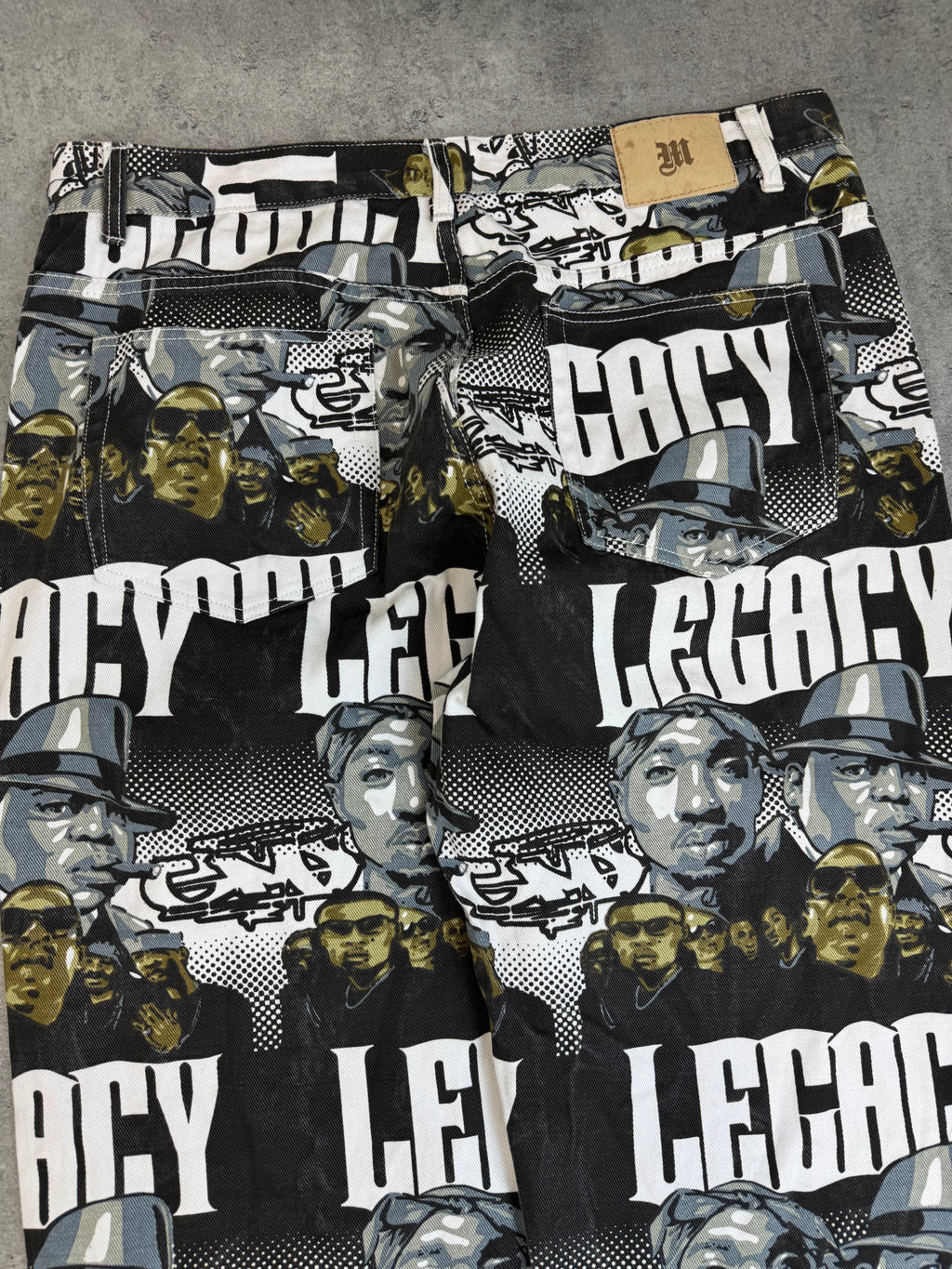 Makaveli 2Pac Tupac Vintage Baggy Jeans Spodnie Jeansowe Wide Leg AOP All Over Print HipHop Y2K