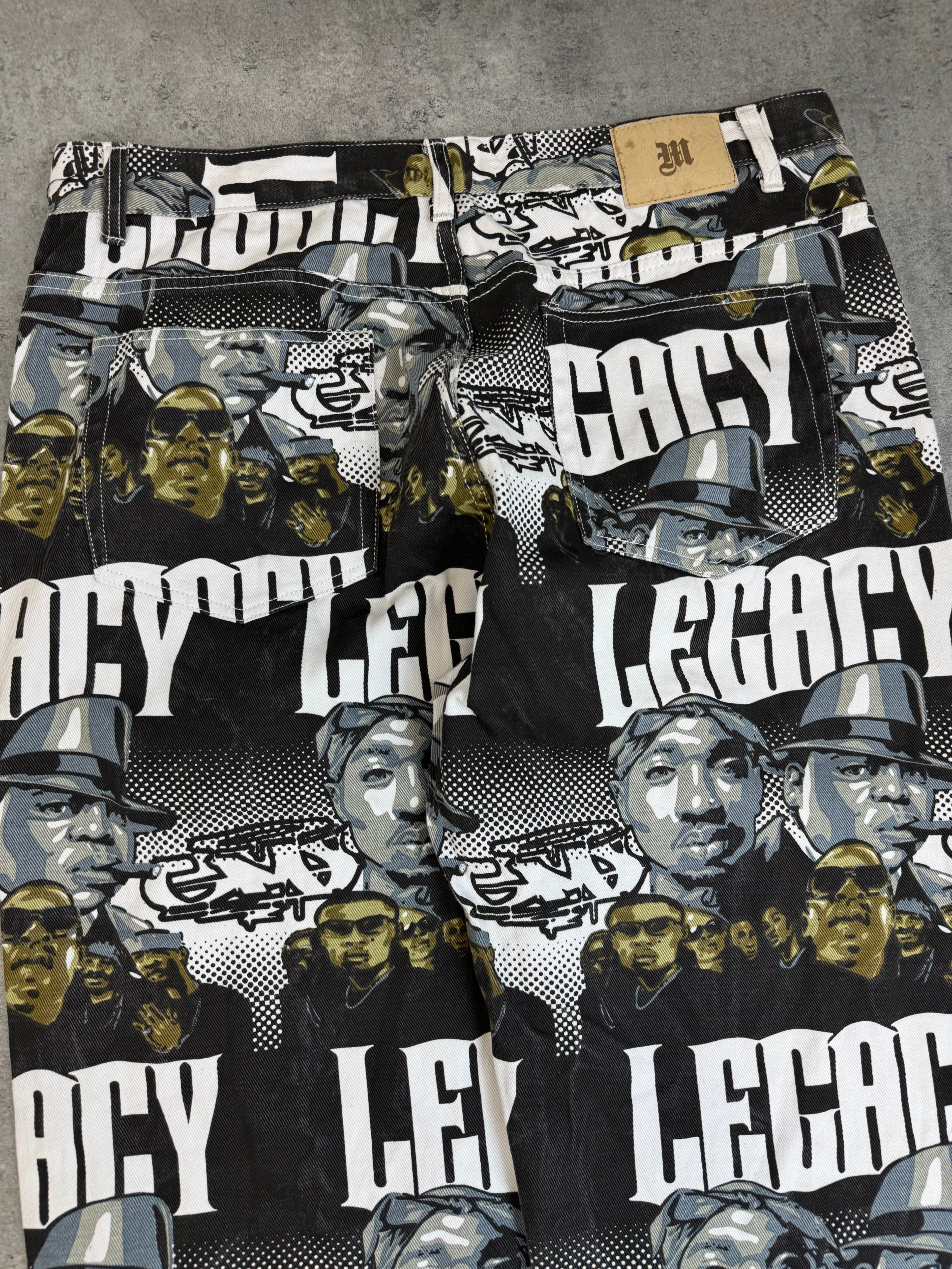 Makaveli 2Pac Tupac Vintage Baggy Jeans Spodnie Jeansowe Wide Leg AOP All Over Print HipHop Y2K