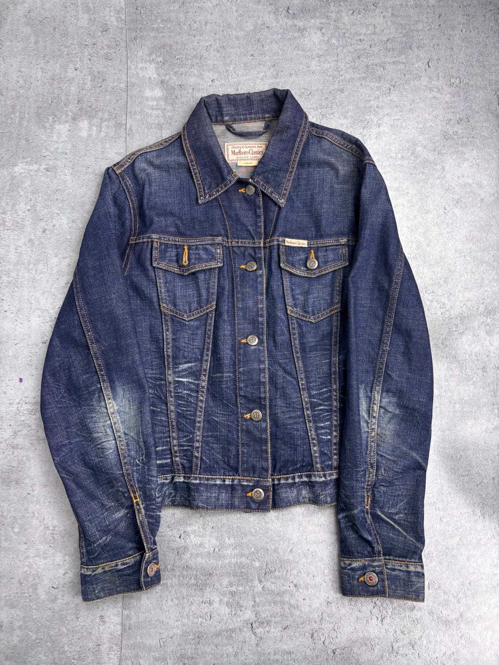 MARLBORO CLASSICS VINTAGE 2000S DENIM TRUCKER JACKET KURTKA JEANSOWA KATANA Y2K