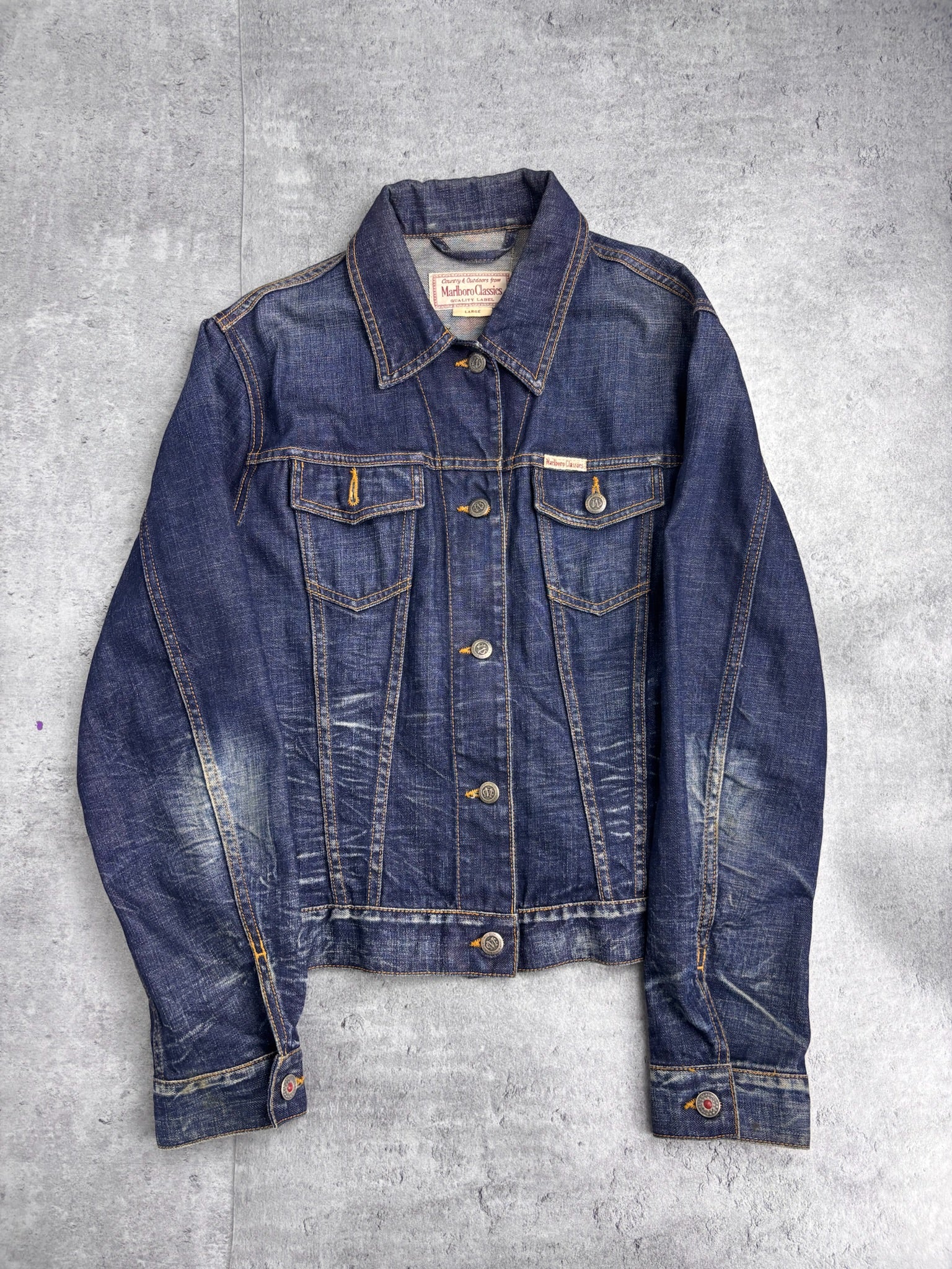 MARLBORO CLASSICS VINTAGE 2000S DENIM TRUCKER JACKET KURTKA JEANSOWA KATANA Y2K