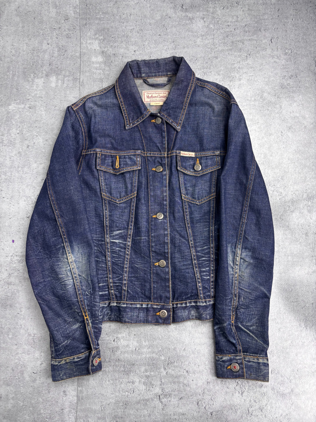 MARLBORO CLASSICS VINTAGE 2000S DENIM TRUCKER JACKET KURTKA JEANSOWA KATANA Y2K