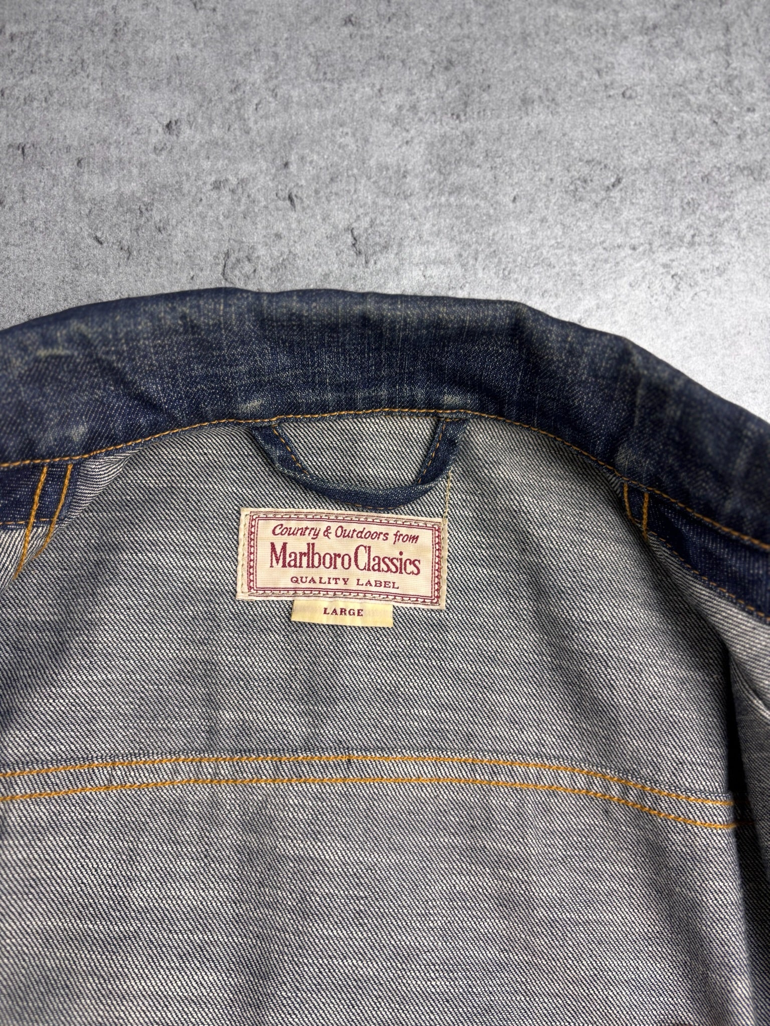 MARLBORO CLASSICS VINTAGE 2000S DENIM TRUCKER JACKET KURTKA JEANSOWA KATANA Y2K