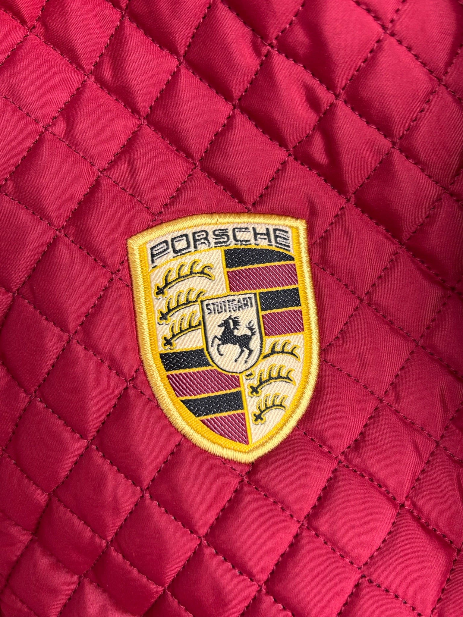 PORSCHE OFFICIALY LICENSED REVERSIBLE RACING JACKET SPELLOUT BOMBER KURTKA VINTAGE Y2K WYŚCIGOWA