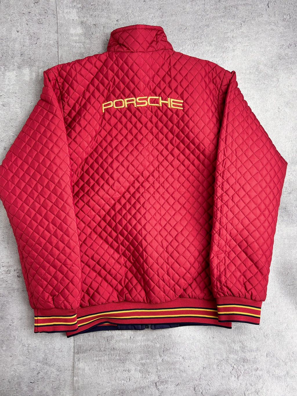 PORSCHE OFFICIALY LICENSED REVERSIBLE RACING JACKET SPELLOUT BOMBER KURTKA VINTAGE Y2K WYŚCIGOWA