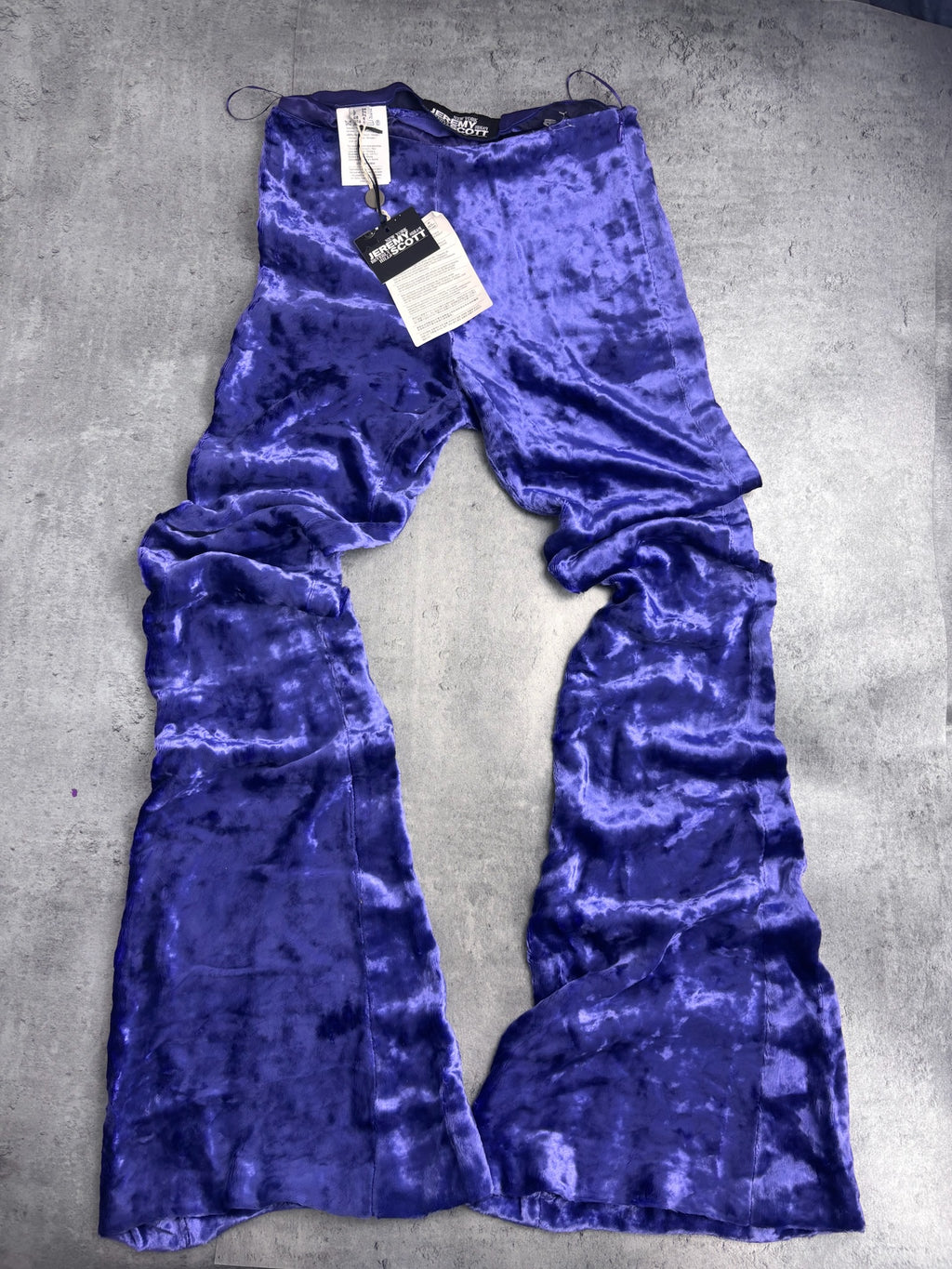 ULTRA RARE Jeremy Scott FW17 Purple Crushed Velvet Flared Pants — NWT - DZWONY MATERIAŁOWE