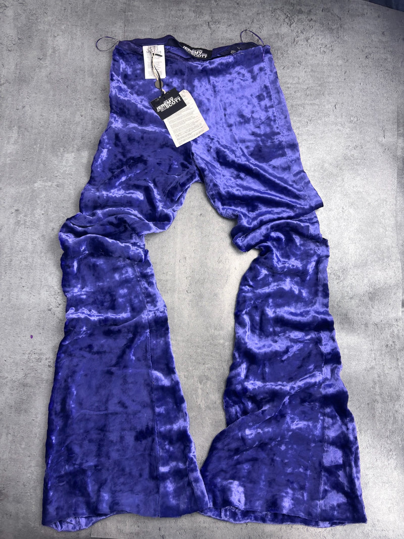 ULTRA RARE Jeremy Scott FW17 Purple Crushed Velvet Flared Pants — NWT - DZWONY MATERIAŁOWE