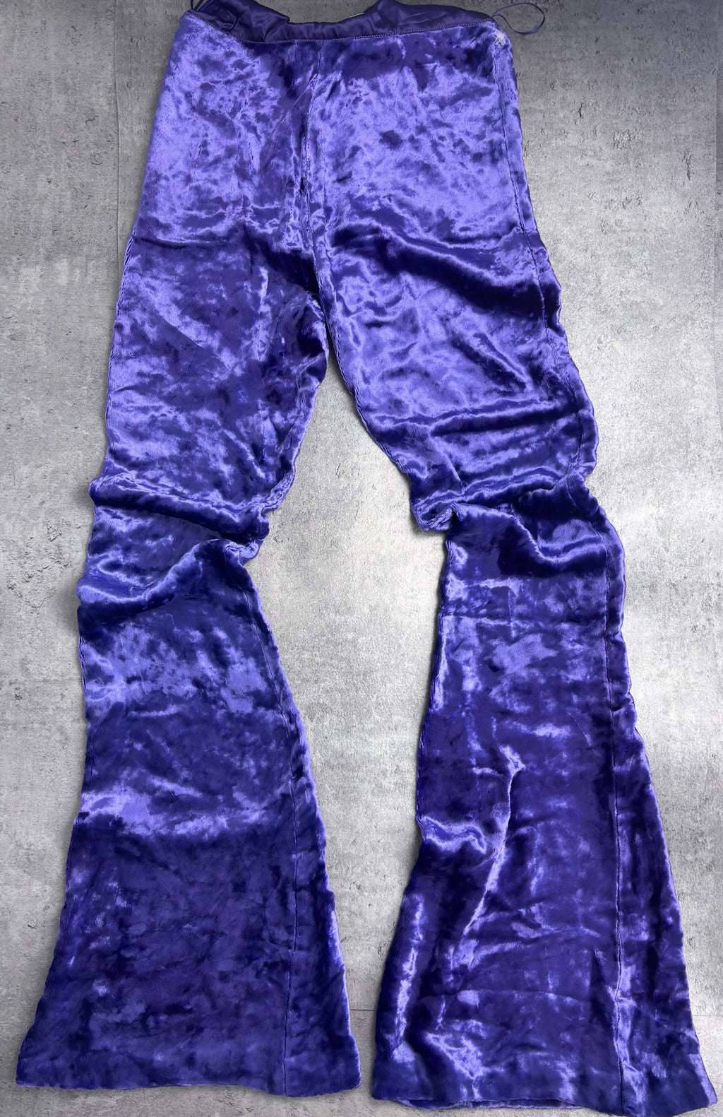 ULTRA RARE Jeremy Scott FW17 Purple Crushed Velvet Flared Pants — NWT - DZWONY MATERIAŁOWE