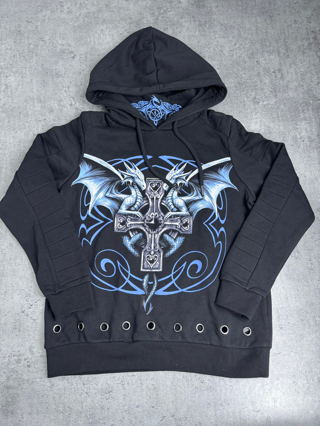 Gothicana Anne Stokes Bluza Smok Dragon Gothic Emo Y2K Malgoth Bluza z Kapturem