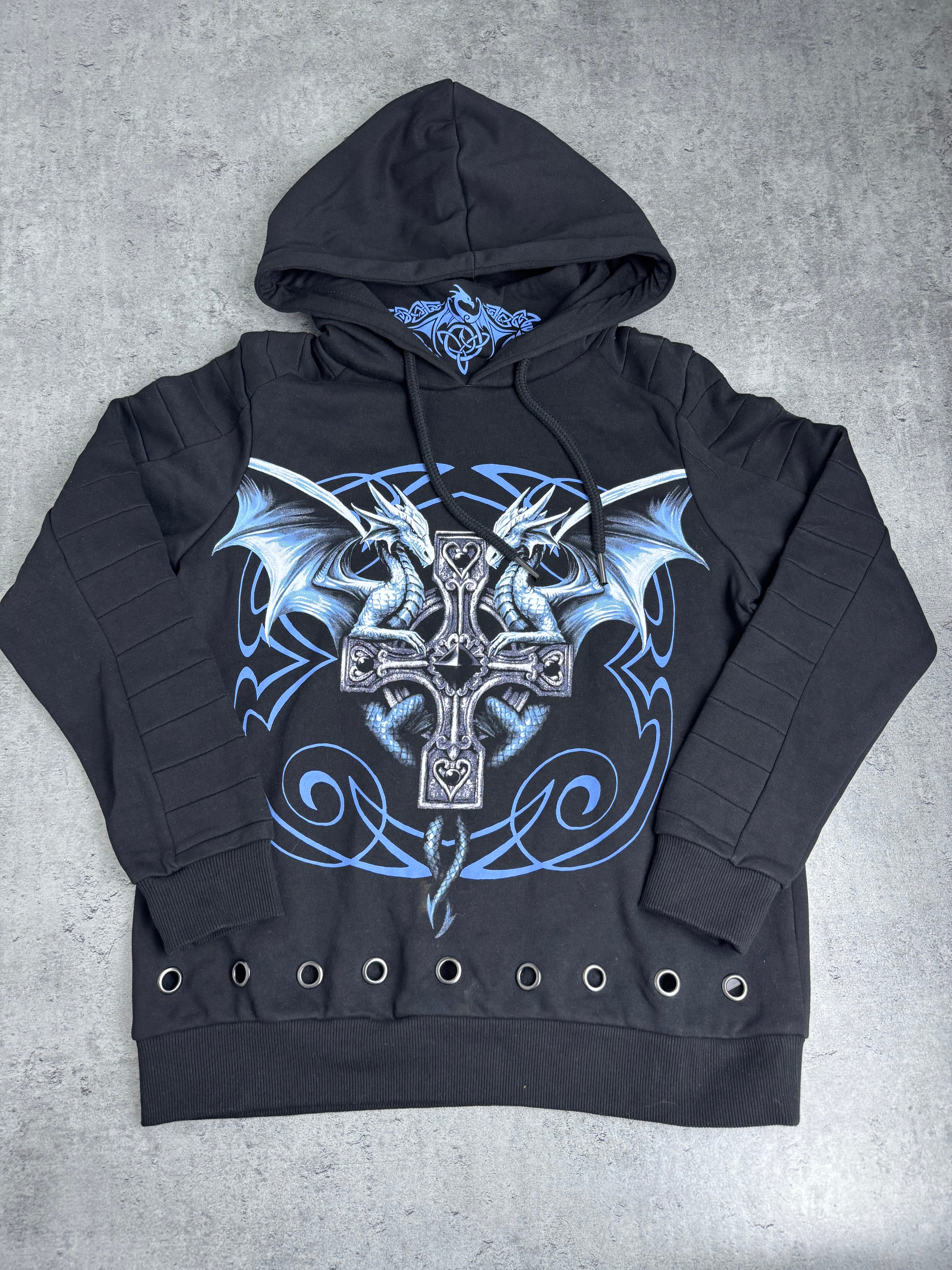 Gothicana Anne Stokes Bluza Smok Dragon Gothic Emo Y2K Malgoth Bluza z Kapturem