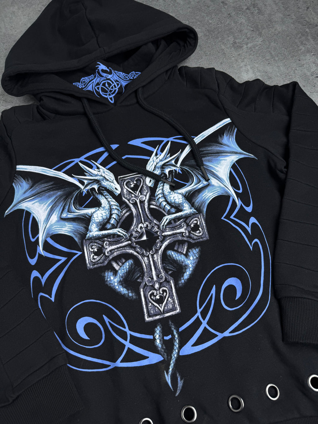 Gothicana Anne Stokes Bluza Smok Dragon Gothic Emo Y2K Malgoth Bluza z Kapturem