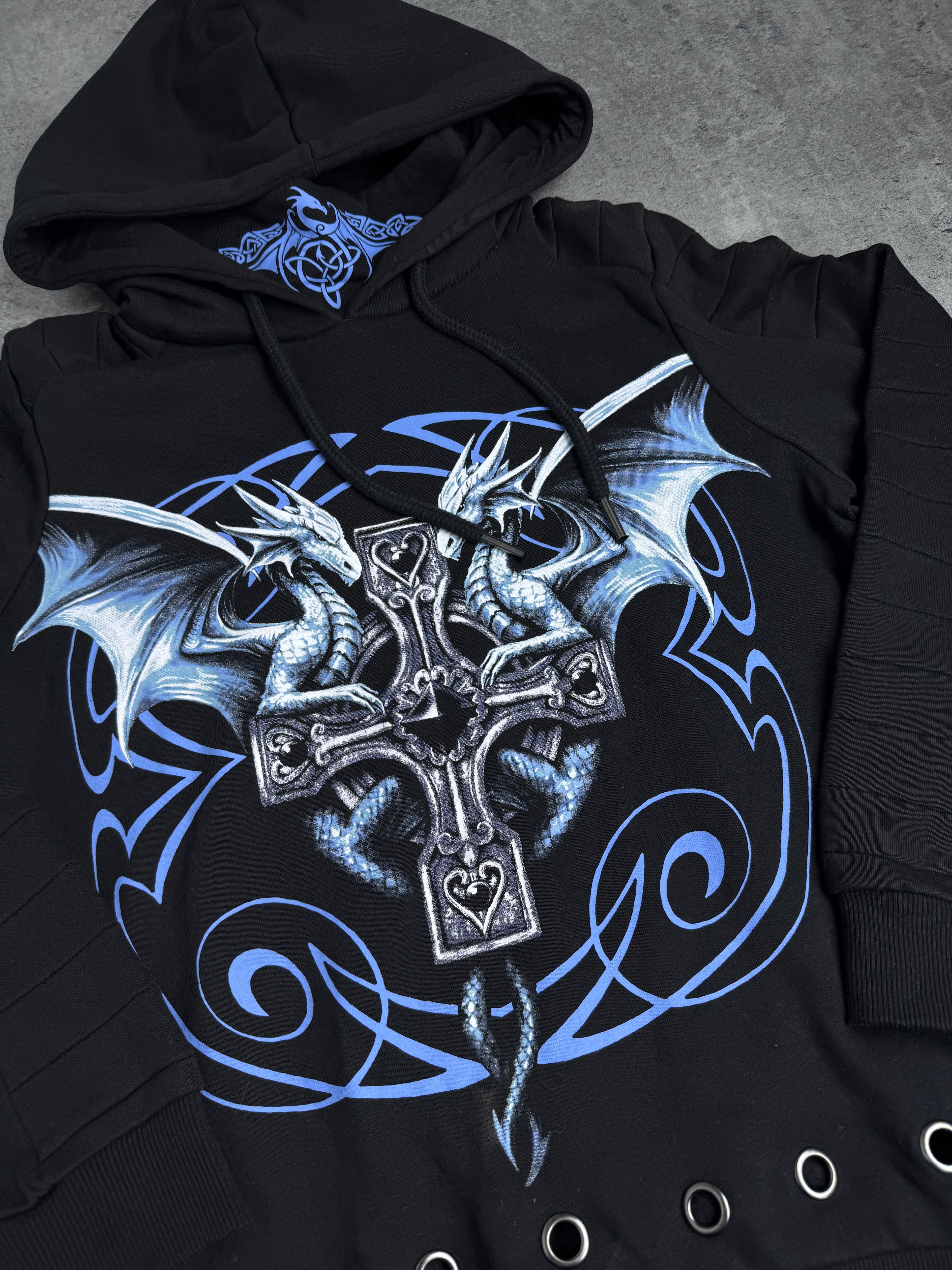 Gothicana Anne Stokes Bluza Smok Dragon Gothic Emo Y2K Malgoth Bluza z Kapturem