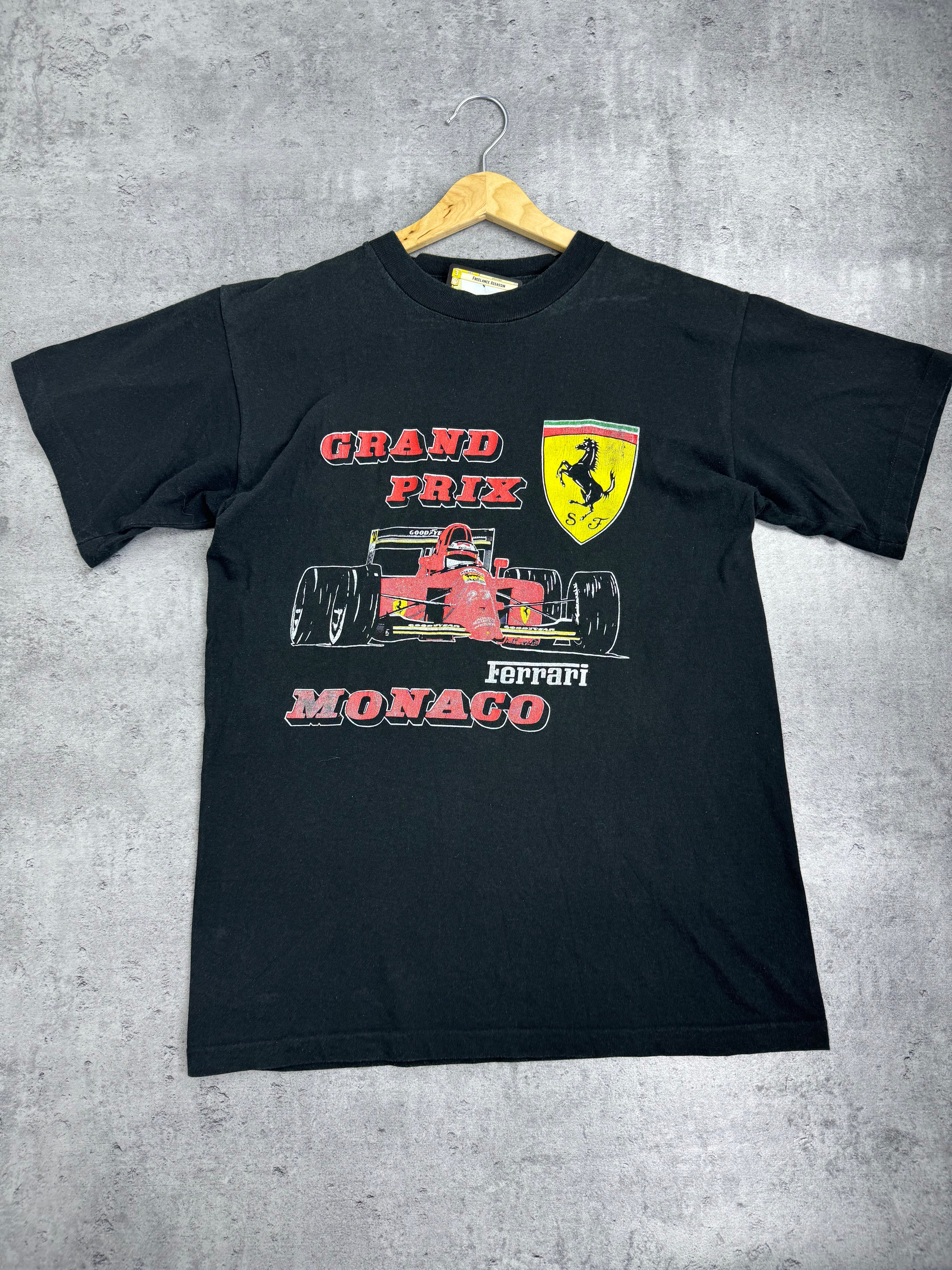 90s Single Stitch Koszulka z Grafiką Nadrukiem Formula 1 One Ferrari Grand Prix Monaco