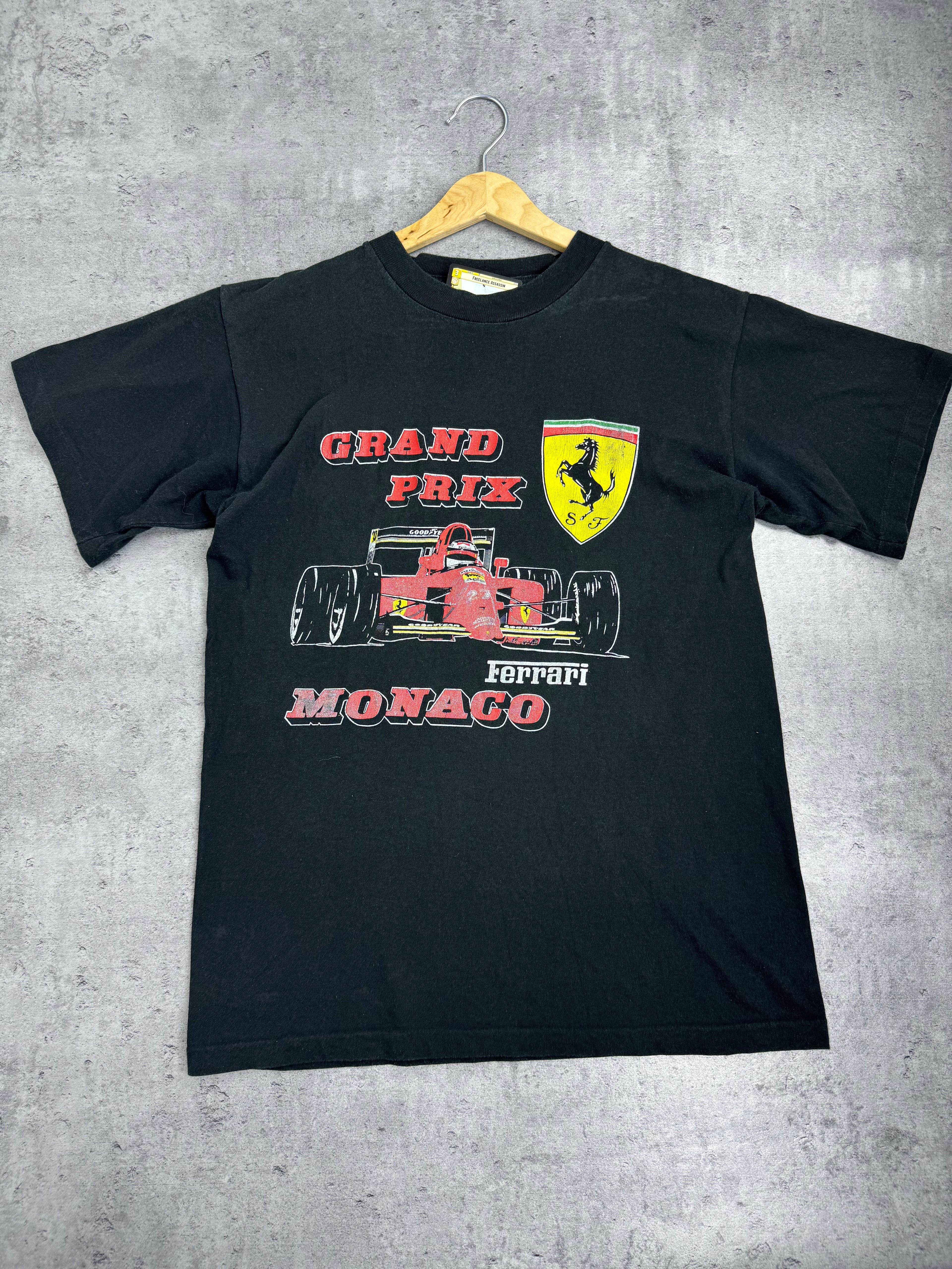 90s Single Stitch Koszulka z Grafiką Nadrukiem Formula 1 One Ferrari Grand Prix Monaco
