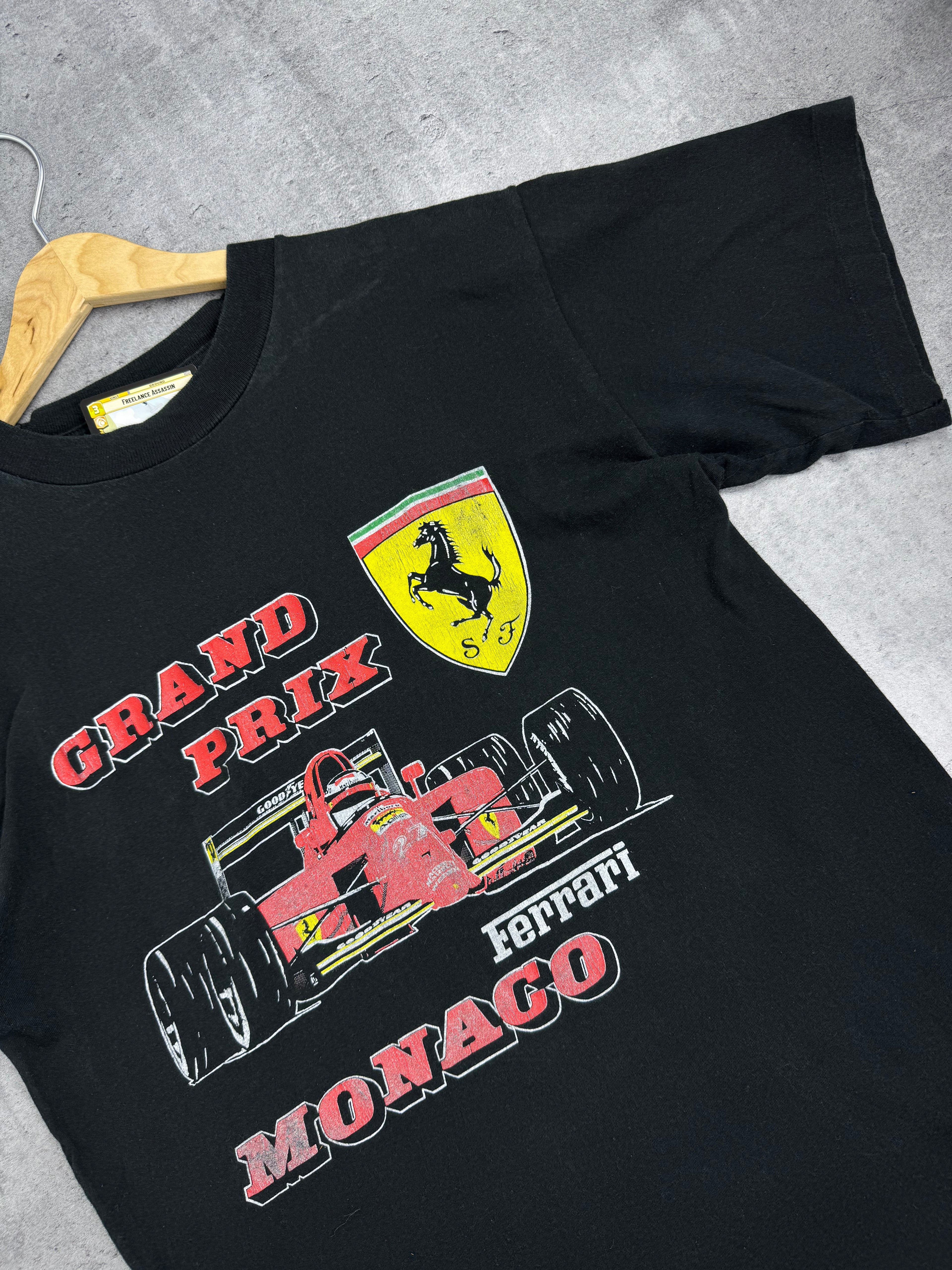 90s Single Stitch Koszulka z Grafiką Nadrukiem Formula 1 One Ferrari Grand Prix Monaco