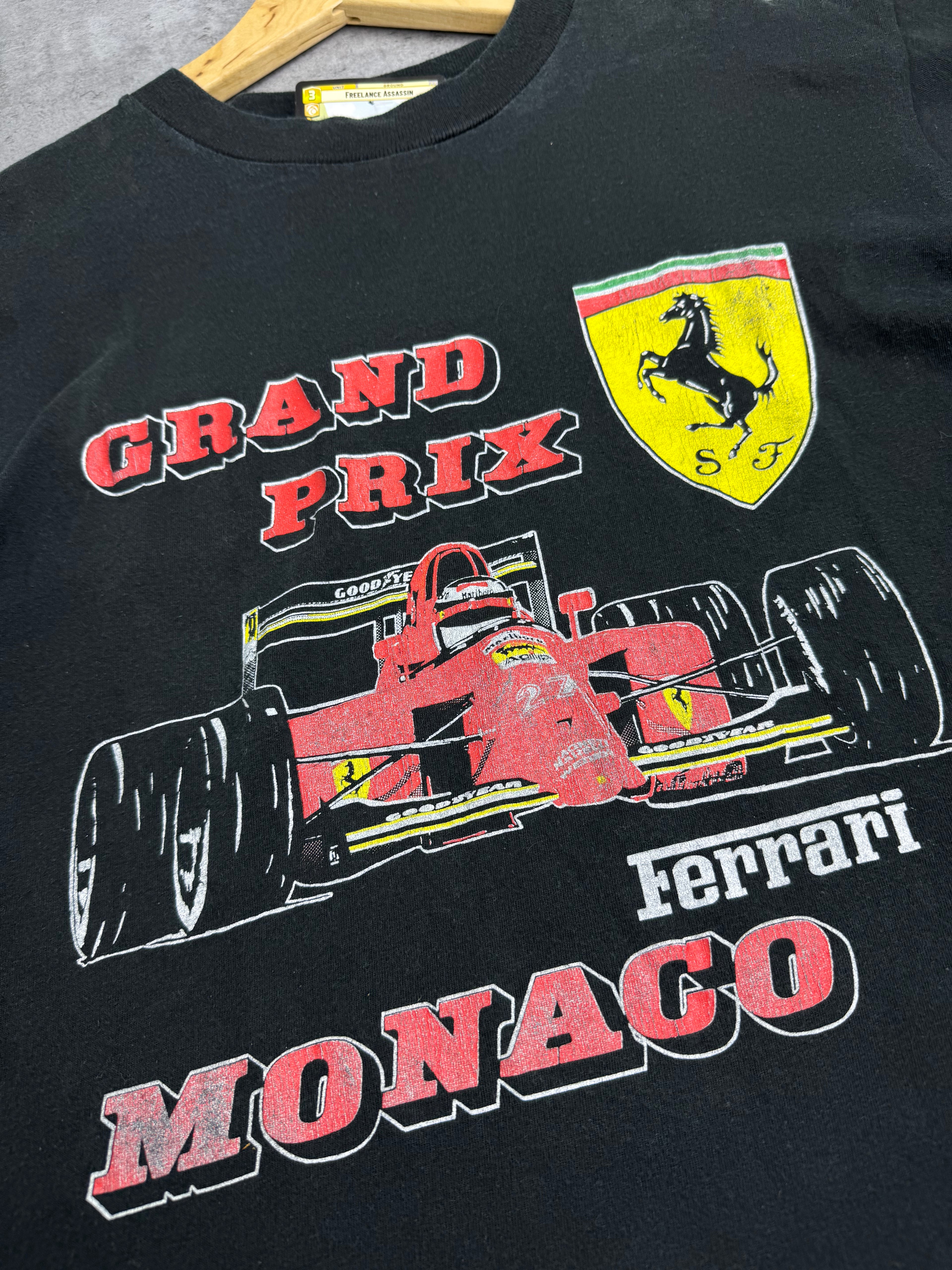 90s Single Stitch Koszulka z Grafiką Nadrukiem Formula 1 One Ferrari Grand Prix Monaco