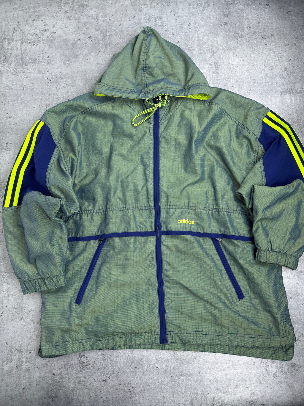 Adidas 90s Oldschool Green Jacket Windbreaker Kurtka Wiatrówka Vintage