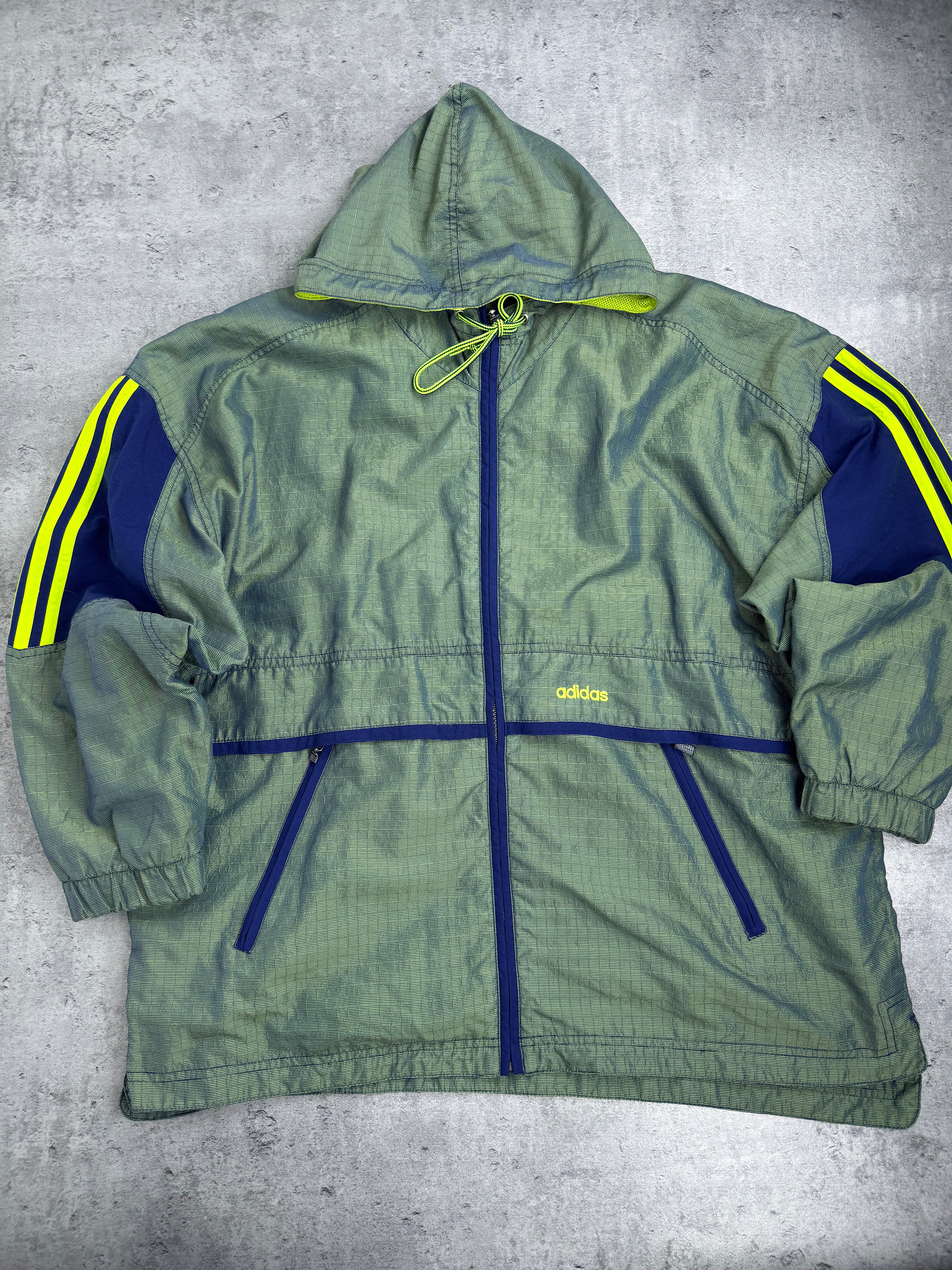 Adidas 90s Oldschool Green Jacket Windbreaker Kurtka Wiatrówka Vintage
