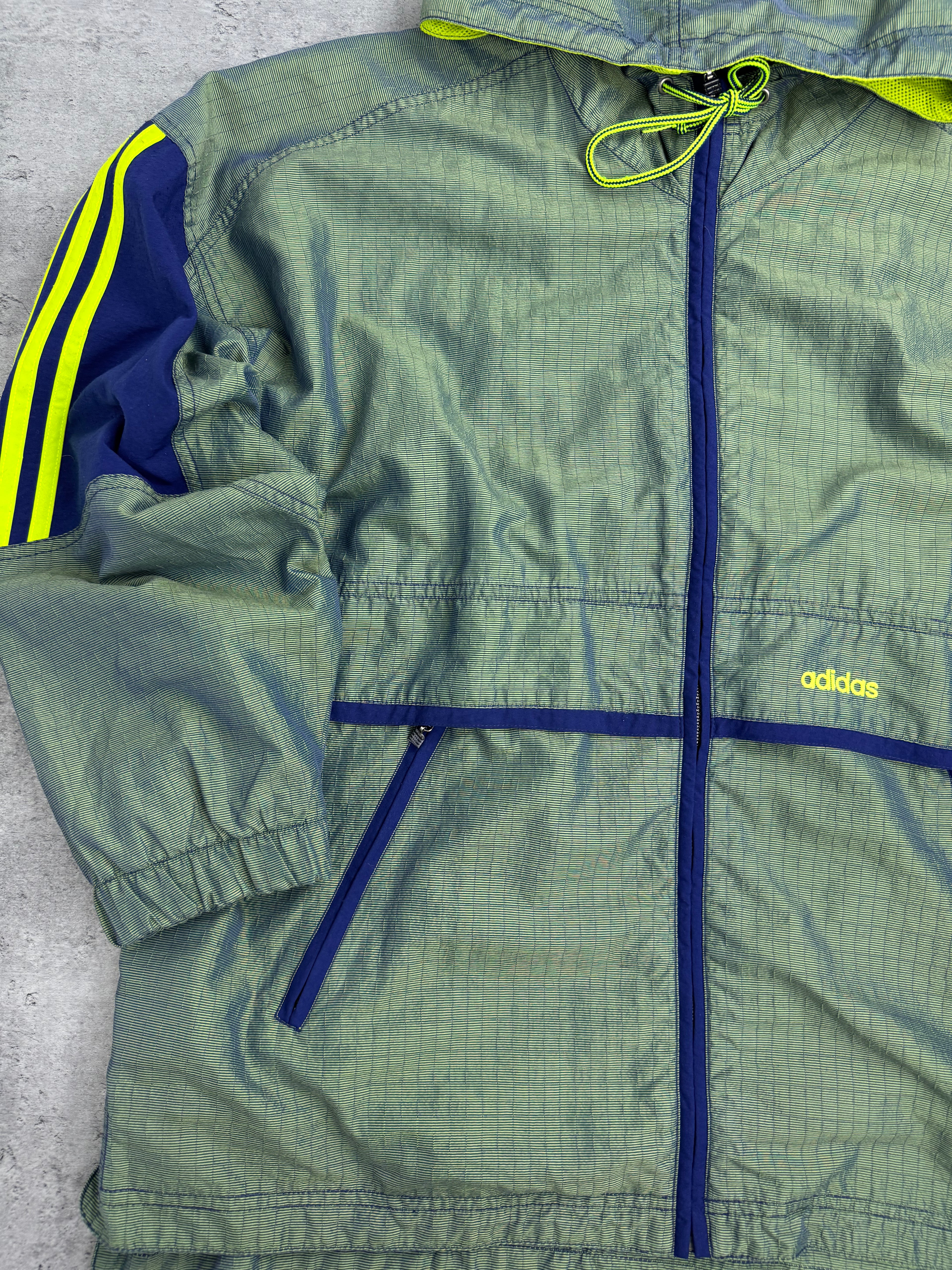 Adidas 90s Oldschool Green Jacket Windbreaker Kurtka Wiatrówka Vintage