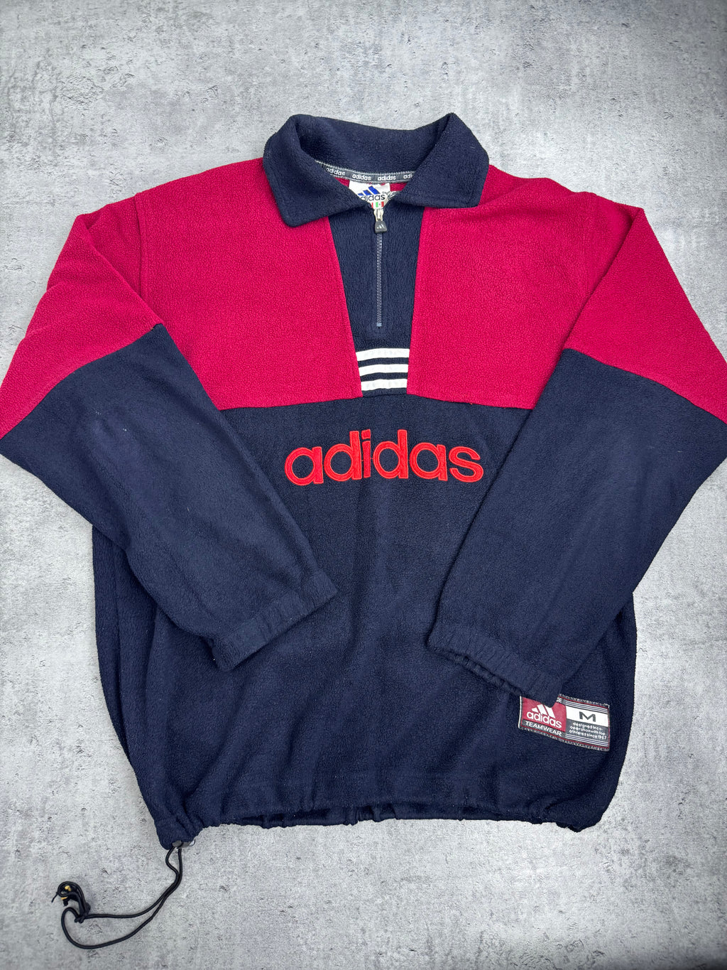 Adidas 90s Polar Quarter Zip Bluza z Polaru Vintage Spellout Logo