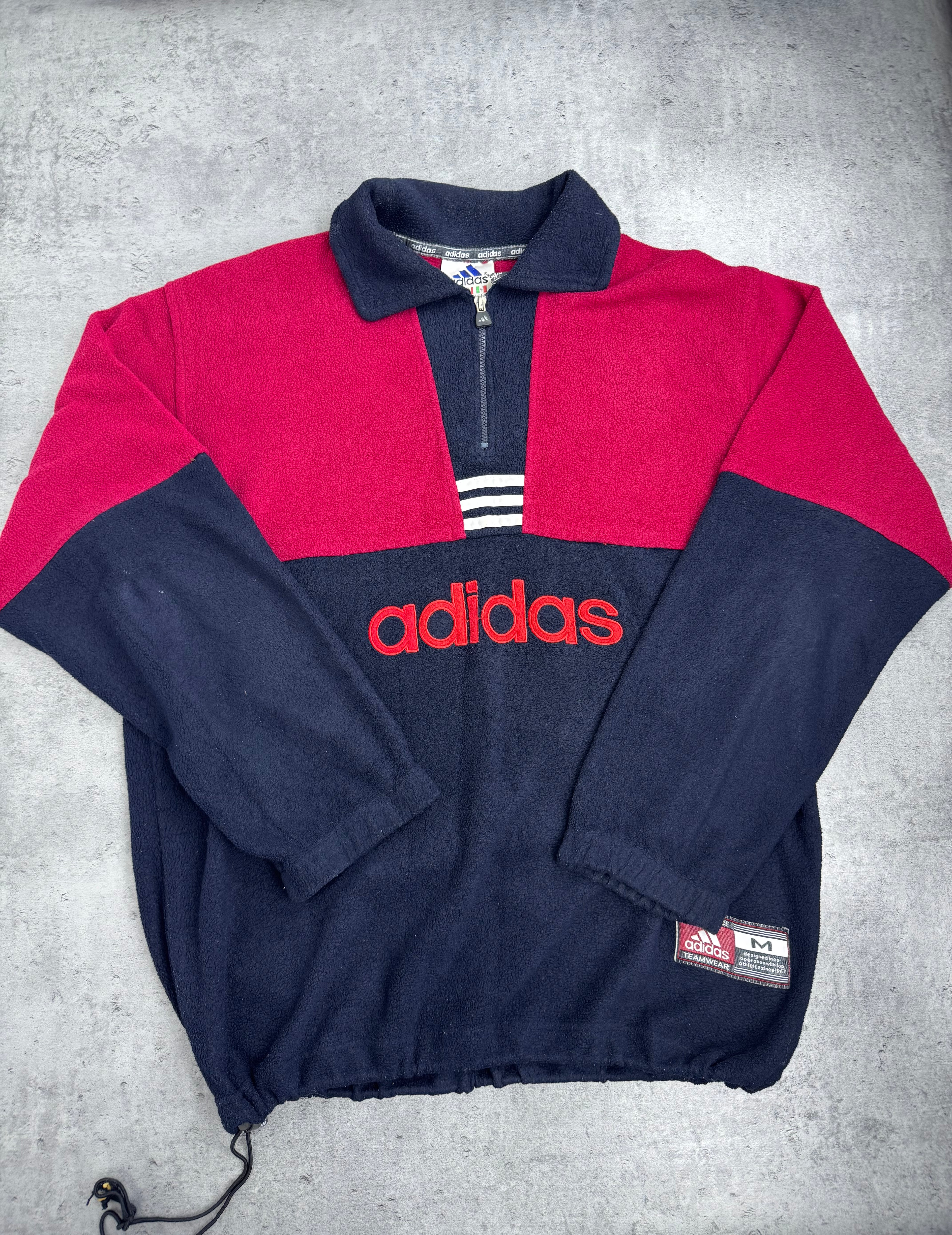 Adidas 90s Polar Quarter Zip Bluza z Polaru Vintage Spellout Logo