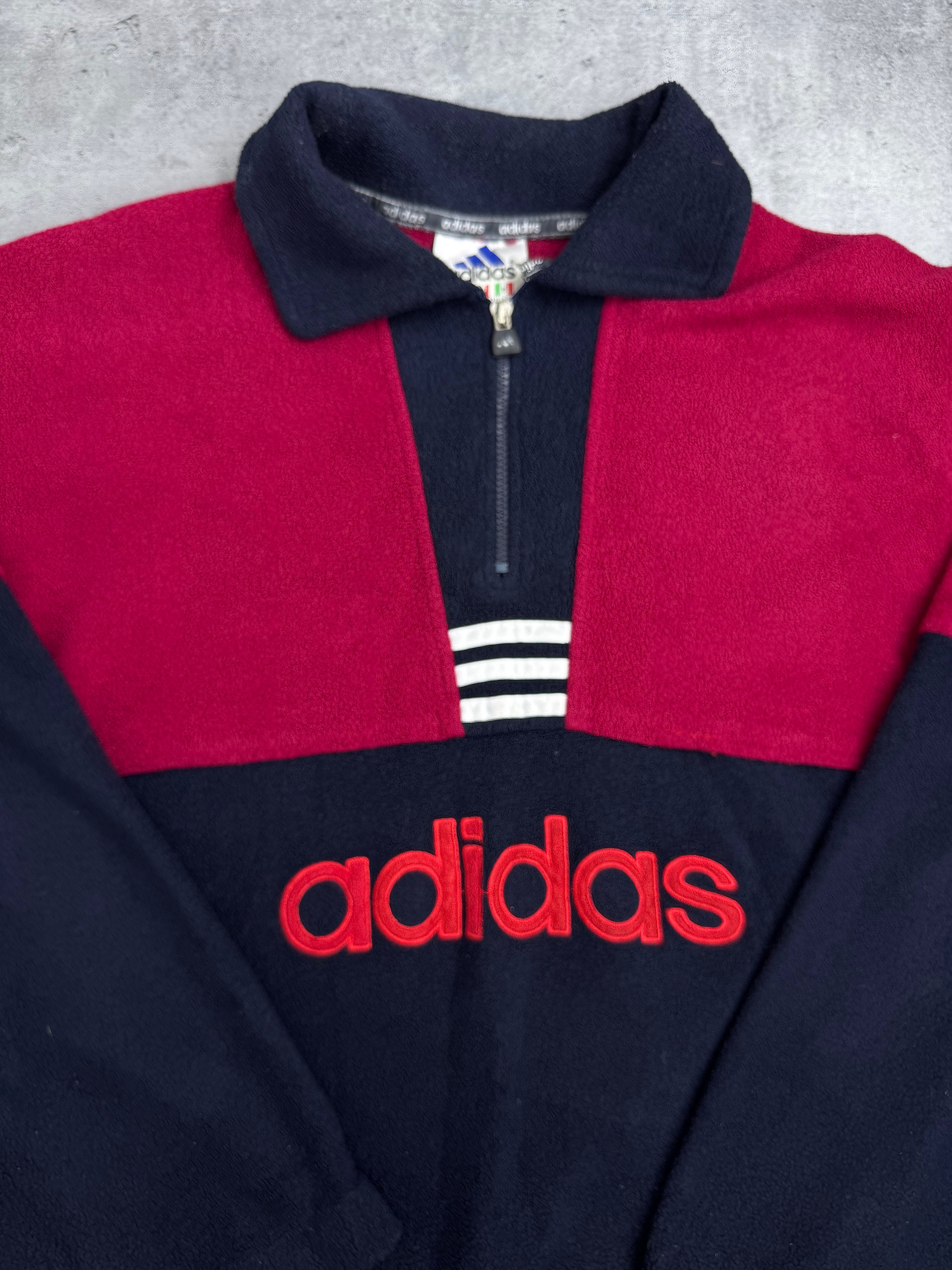Adidas 90s Polar Quarter Zip Bluza z Polaru Vintage Spellout Logo