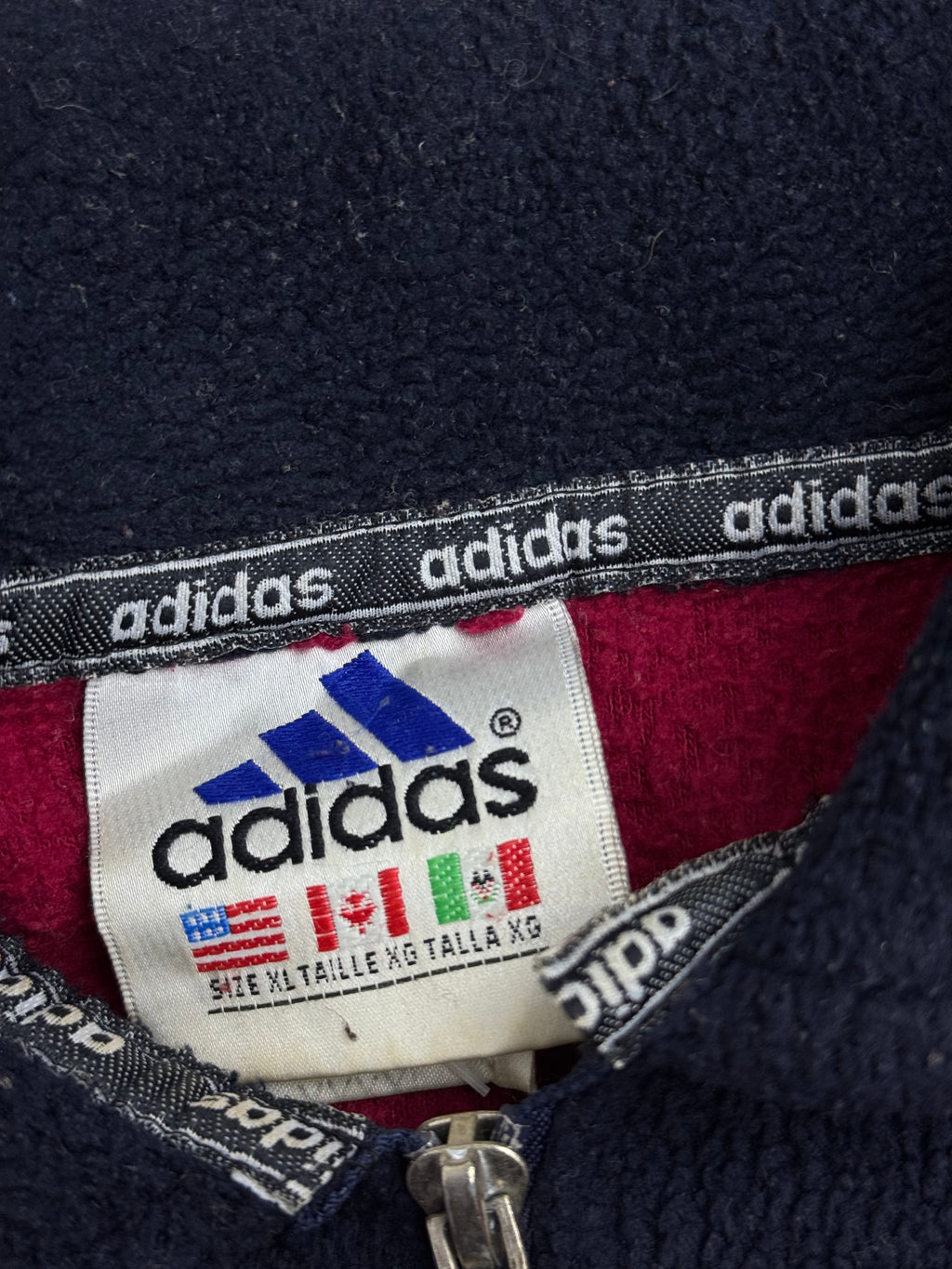 Adidas 90s Polar Quarter Zip Bluza z Polaru Vintage Spellout Logo