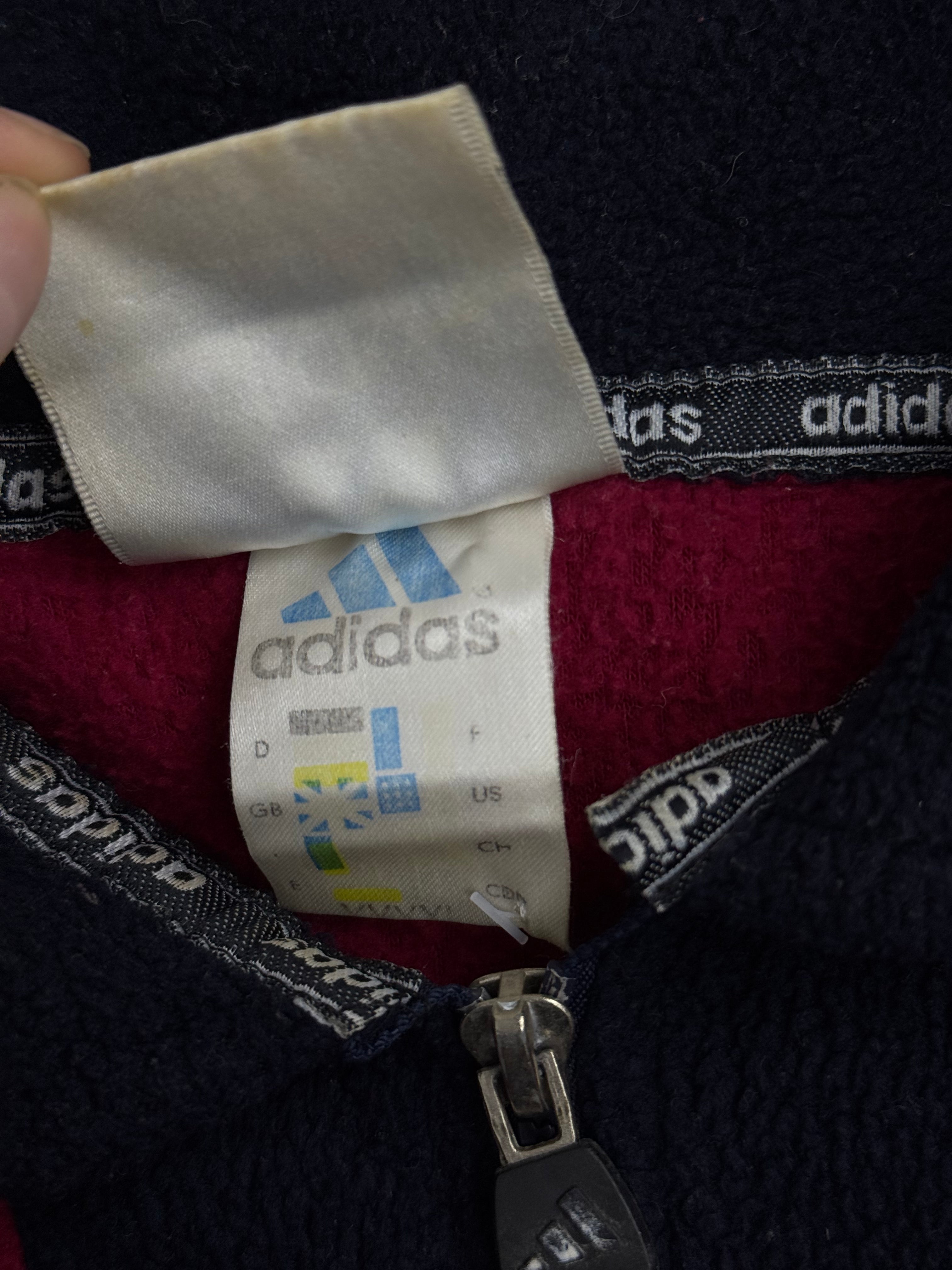 Adidas 90s Polar Quarter Zip Bluza z Polaru Vintage Spellout Logo