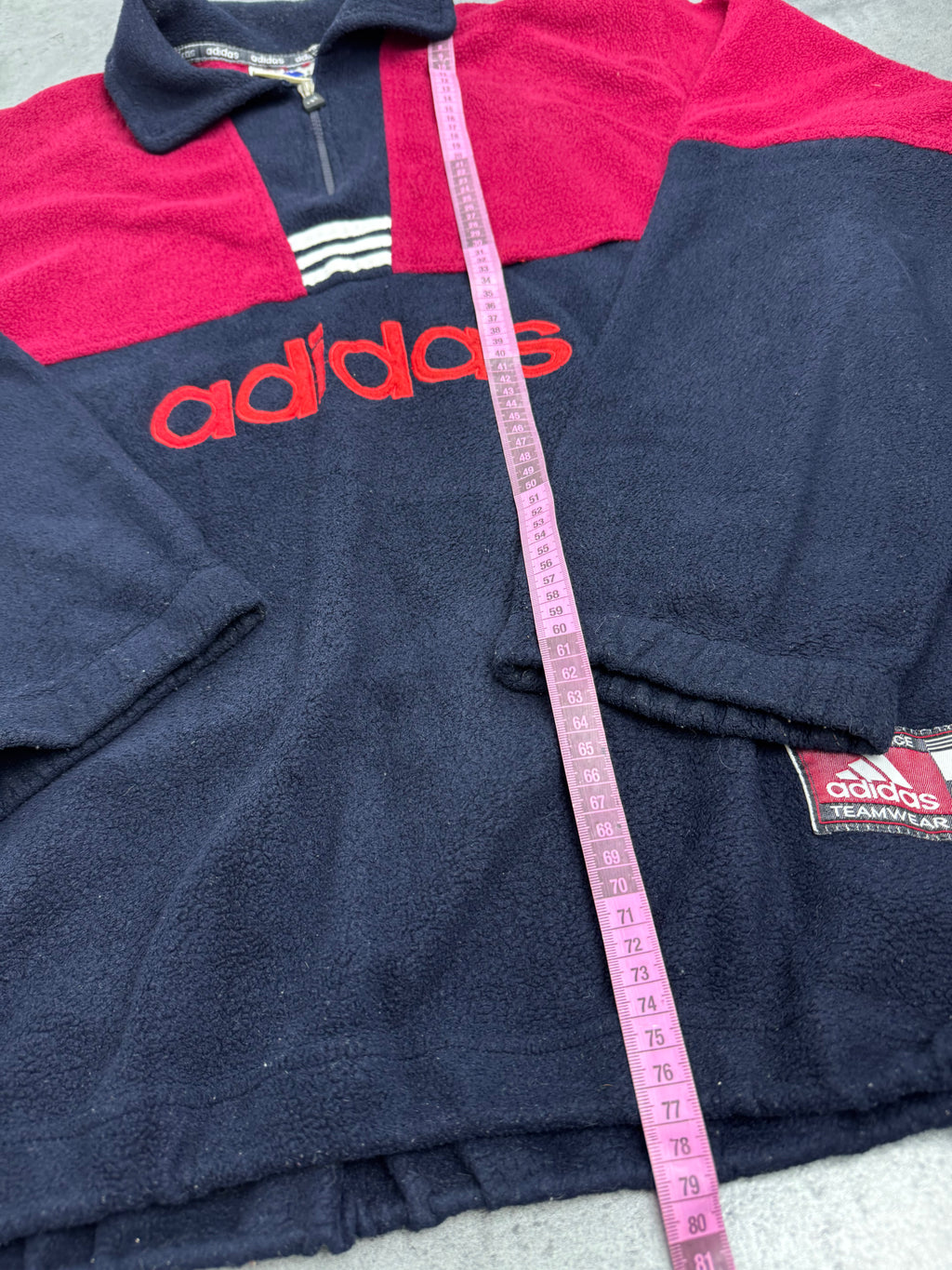 Adidas 90s Polar Quarter Zip Bluza z Polaru Vintage Spellout Logo