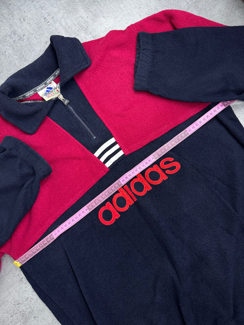Adidas 90s Polar Quarter Zip Bluza z Polaru Vintage Spellout Logo