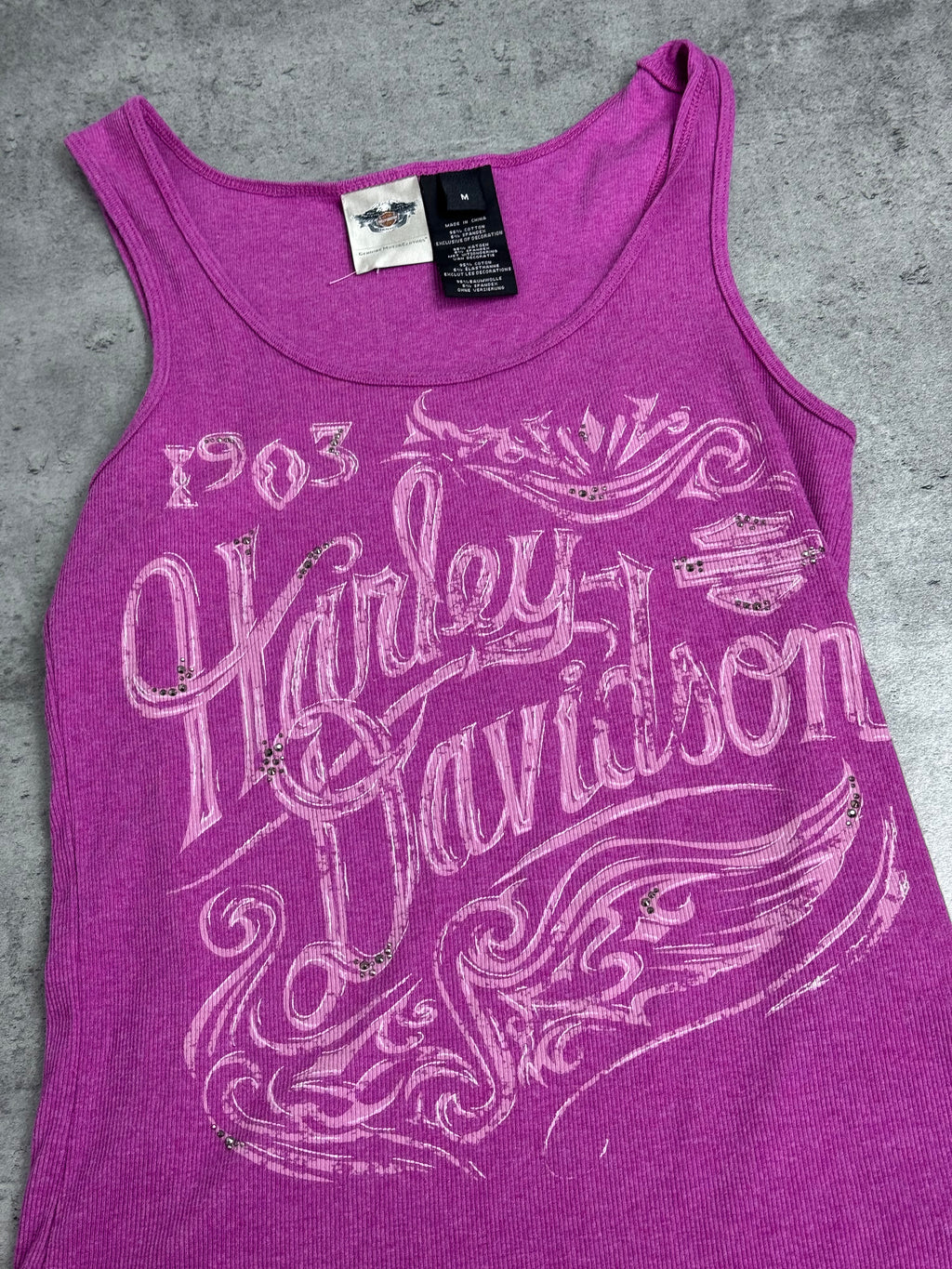 Harley Davidson Różowa Damska Koszulka na Ramiączkach Bokserka y2k Vintage Podkoszulek