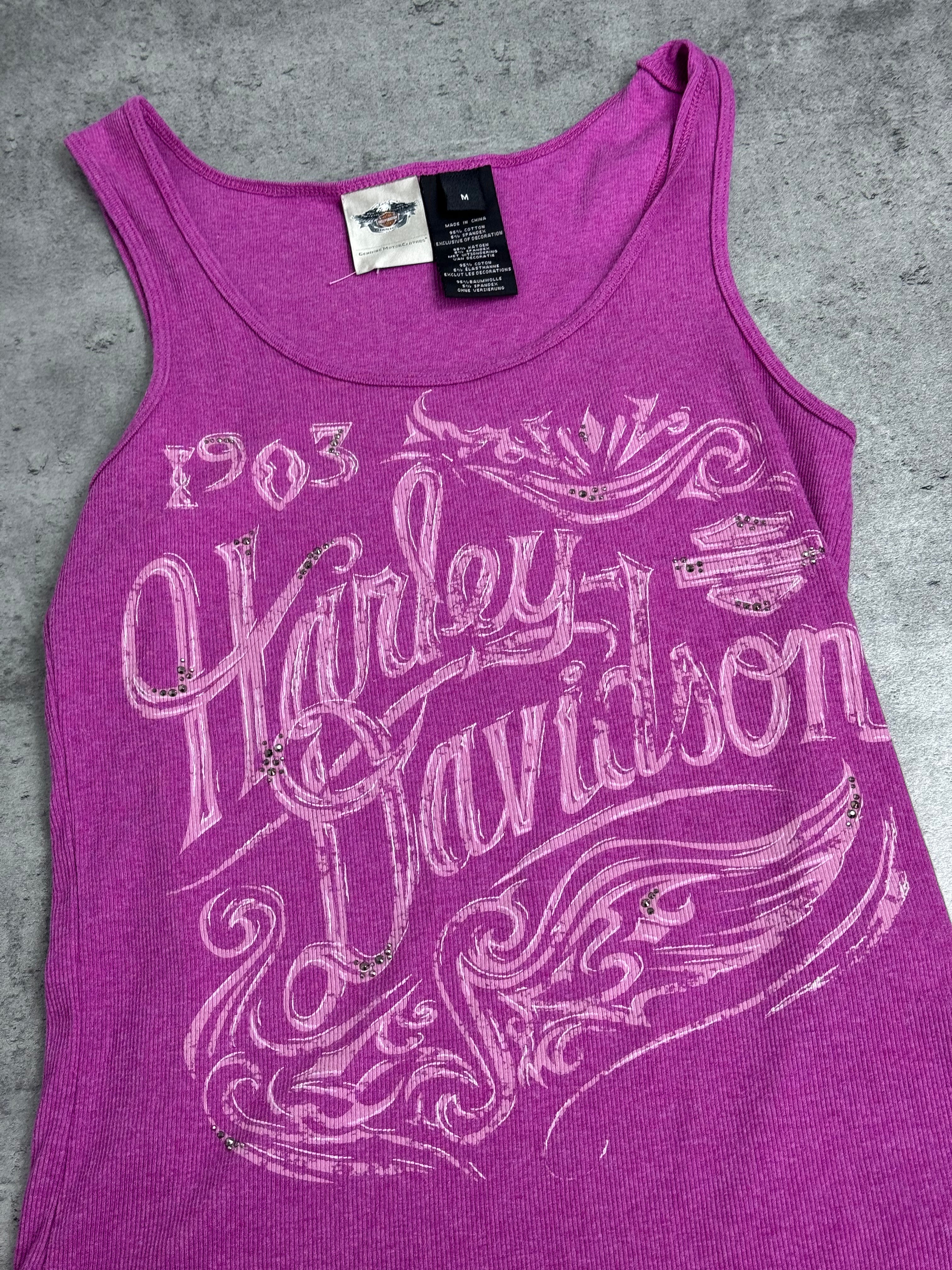Harley Davidson Różowa Damska Koszulka na Ramiączkach Bokserka y2k Vintage Podkoszulek