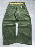 Carhartt Khaki Zielone Oliwkowe Sztruksowe Corduroy Simple Baggy Spodnie Pant 31 x 32 WIP