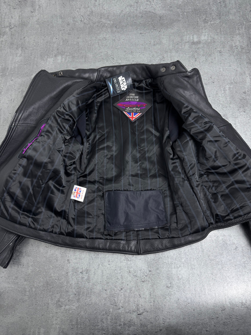 Made in UK Ramoneska Scott Leathers Kurtka Skórzana Motocyklowa Vintage 90s Bomberka Punk Rock