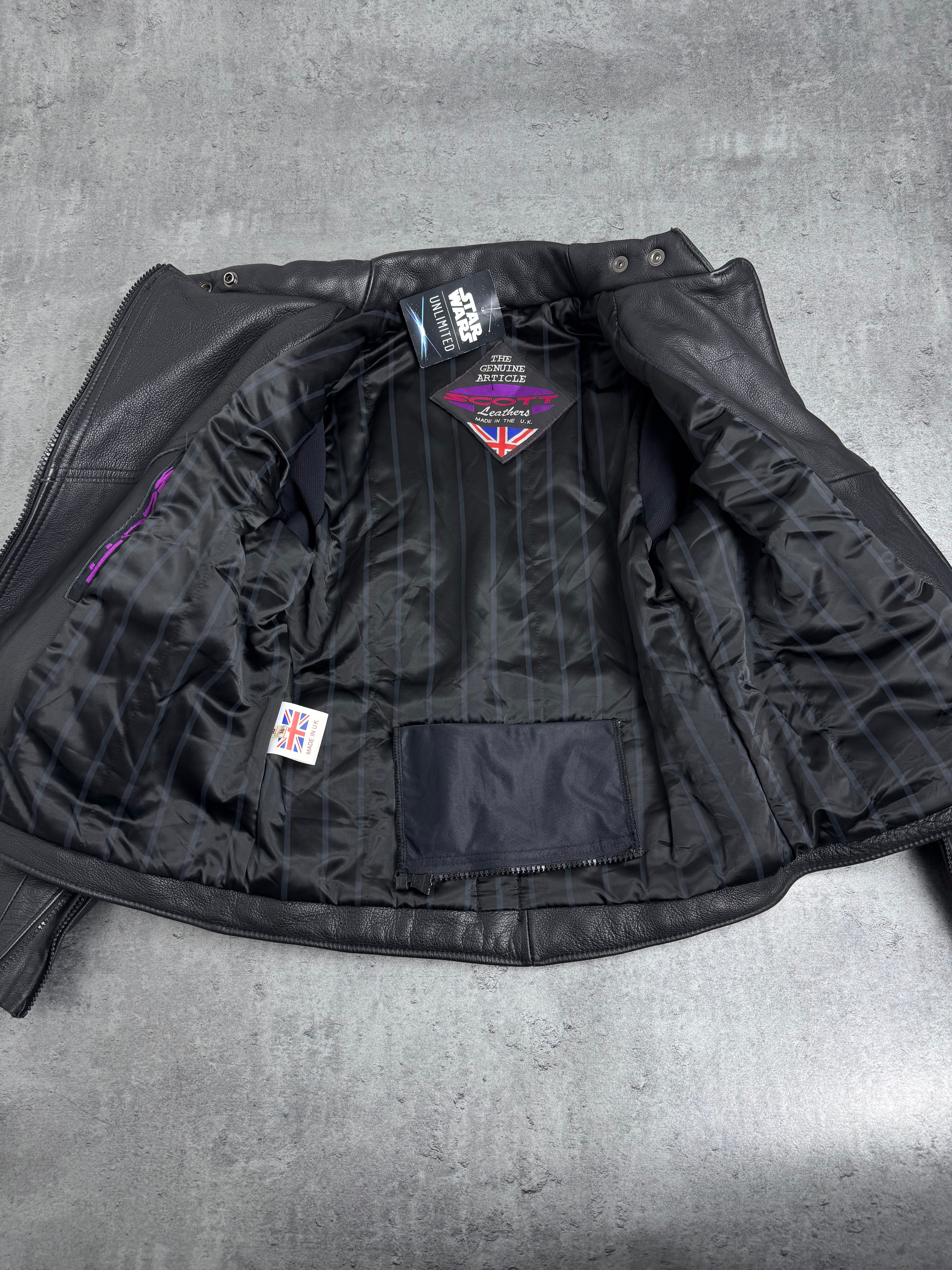 Made in UK Ramoneska Scott Leathers Kurtka Skórzana Motocyklowa Vintage 90s Bomberka Punk Rock