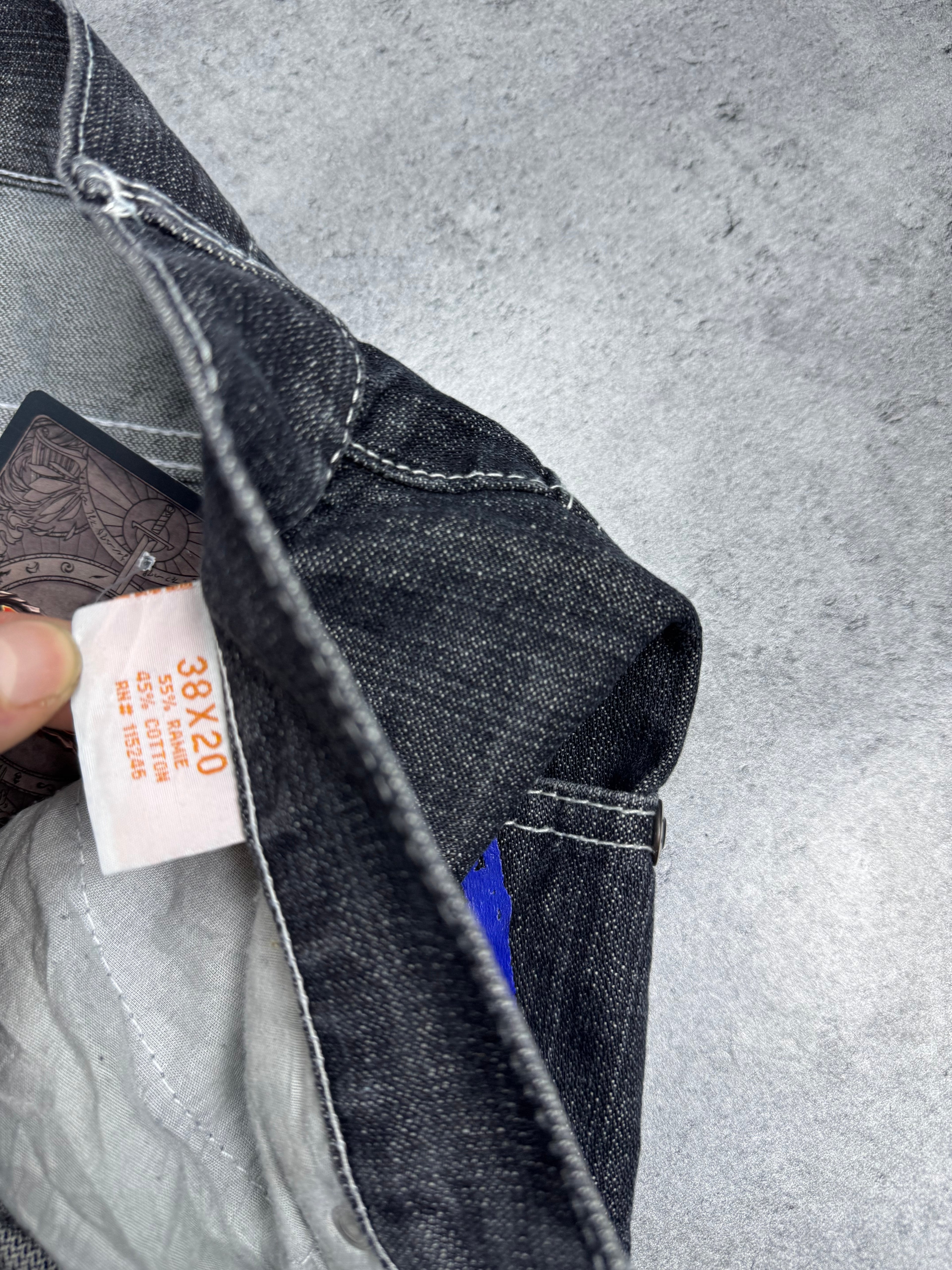 Miskeen Vintage Y2K Shorts Baggy Jorts Denim Jean Spodenki Jeansowe Długie HipHop Rap Skater All Over Print Hands
