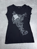 Guess y2k Affliction Style Malgoth Bluzka z Nadrukiem Punk Skull Czaszka 2000s