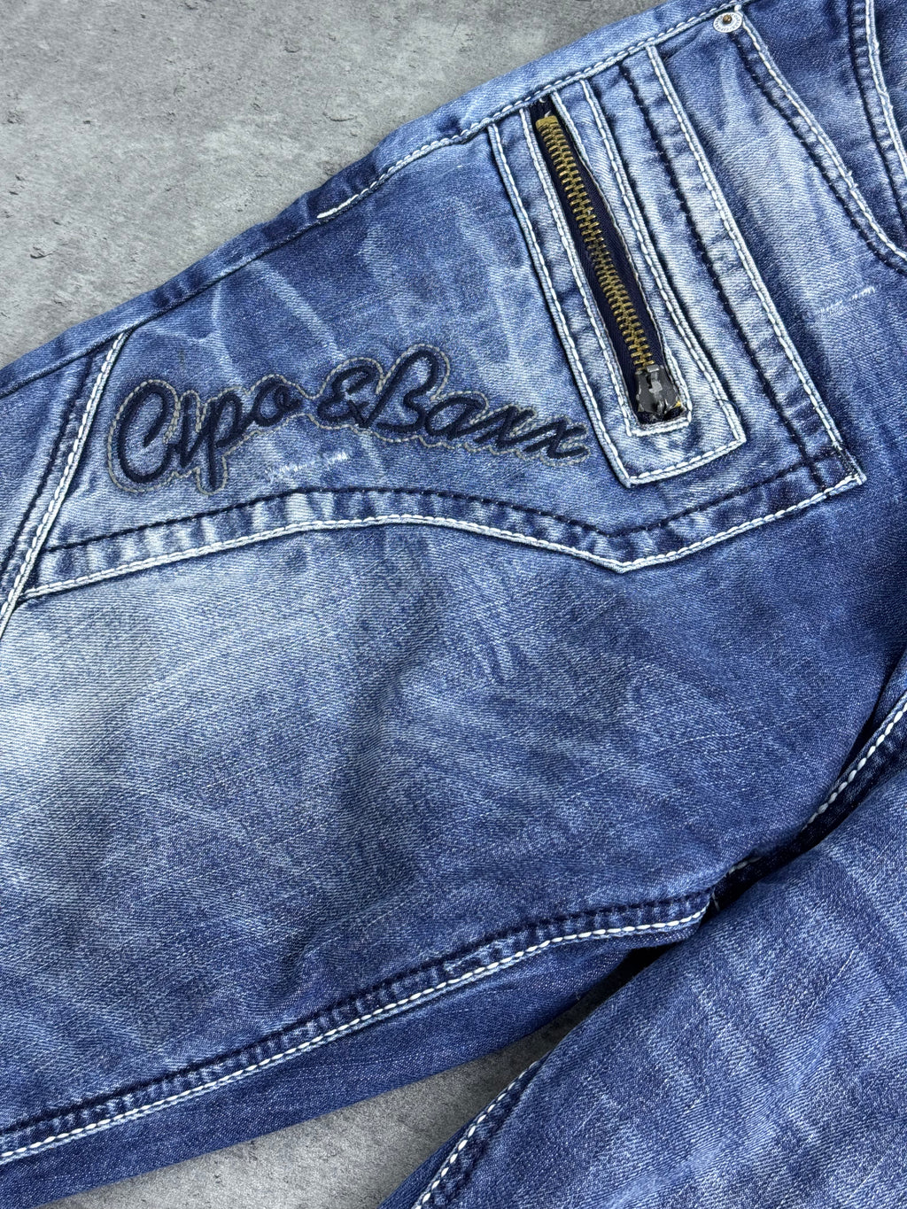 Cipo &amp; Baxx Denim Shorts Y2K Skater Biker Baggy Cargo Zip Jeans Jorts Vintage Biker