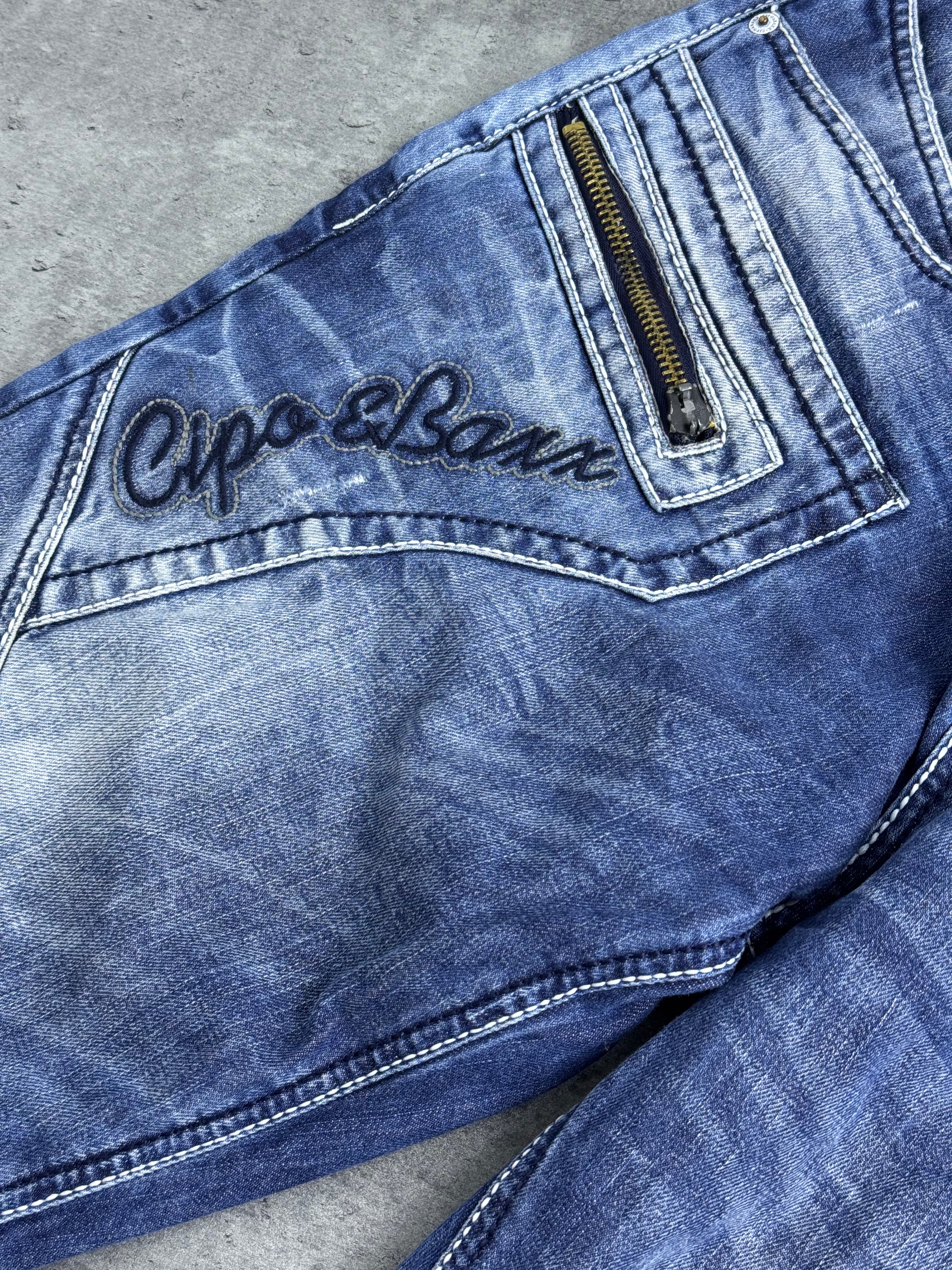 Cipo &amp; Baxx Denim Shorts Y2K Skater Biker Baggy Cargo Zip Jeans Jorts Vintage Biker