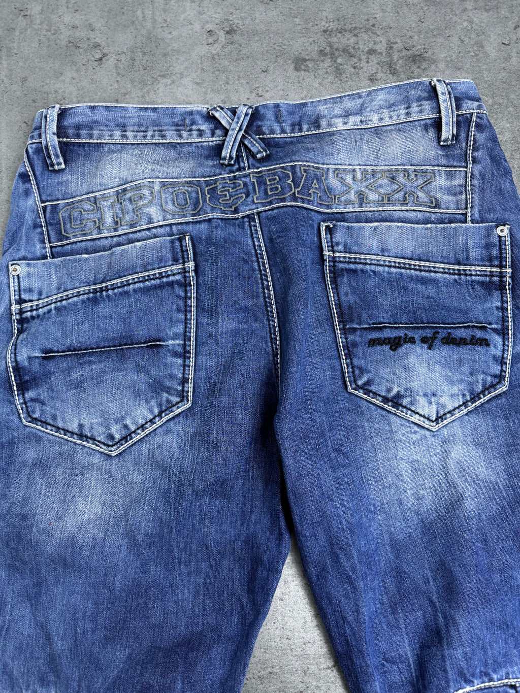 Cipo &amp; Baxx Denim Shorts Y2K Skater Biker Baggy Cargo Zip Jeans Jorts Vintage Biker