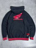 Honda Racing Y2K Bluza rozpinana z kapturem wyścigowa minimalistyczna czarna streetwear