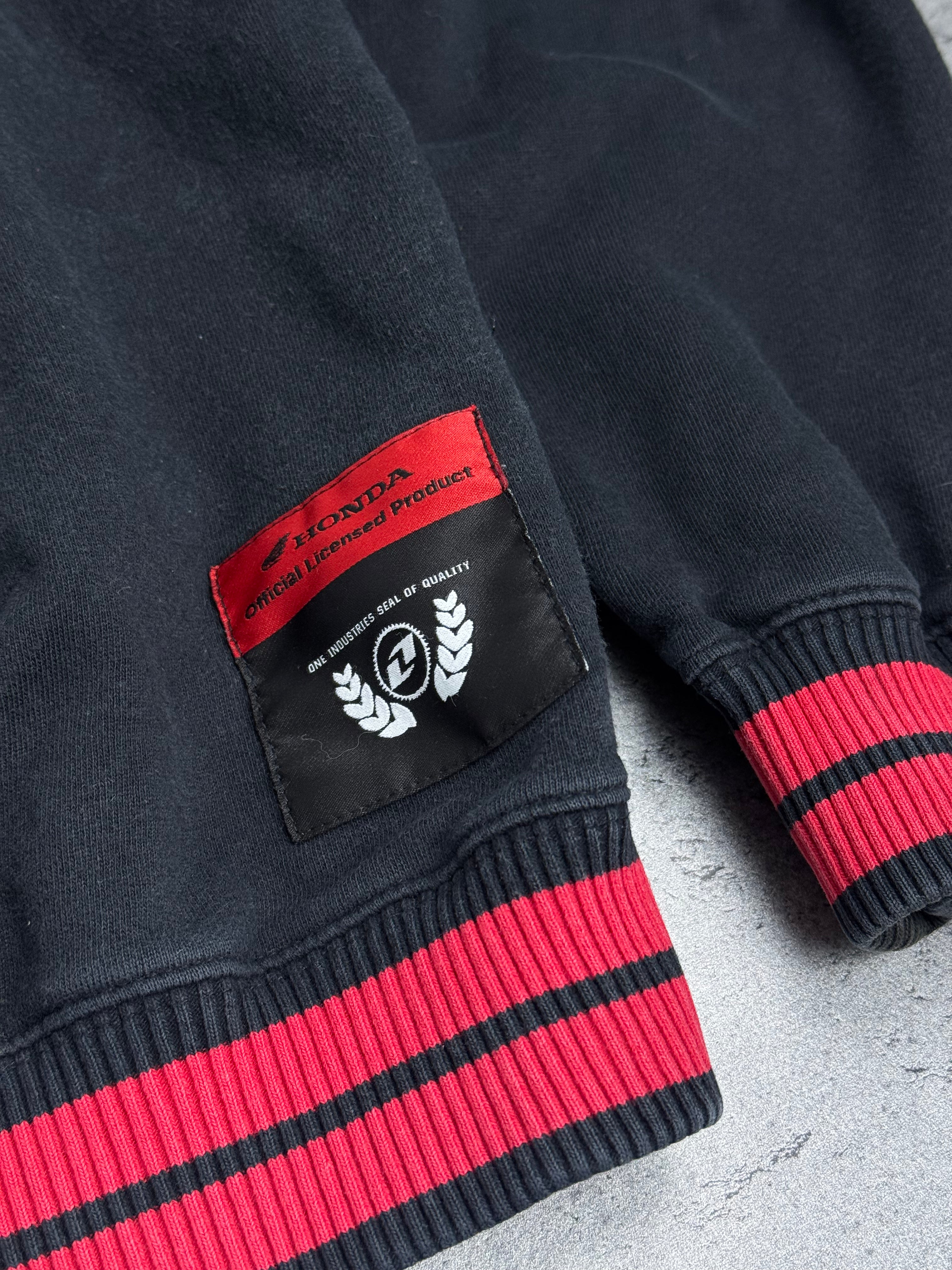 Honda Racing Y2K Bluza rozpinana z kapturem wyścigowa minimalistyczna czarna streetwear