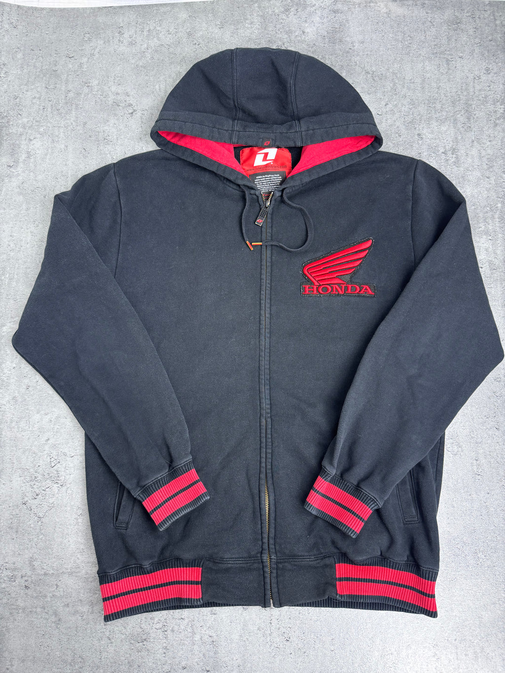 Honda Racing Y2K Bluza rozpinana z kapturem wyścigowa minimalistyczna czarna streetwear