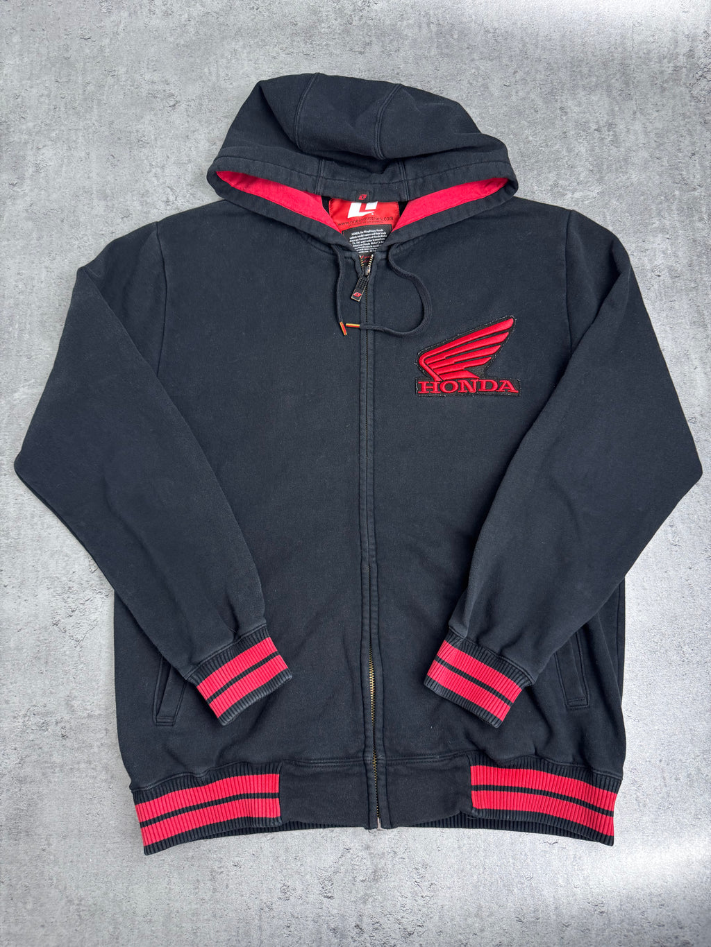 Honda Racing Y2K Bluza rozpinana z kapturem wyścigowa minimalistyczna czarna streetwear