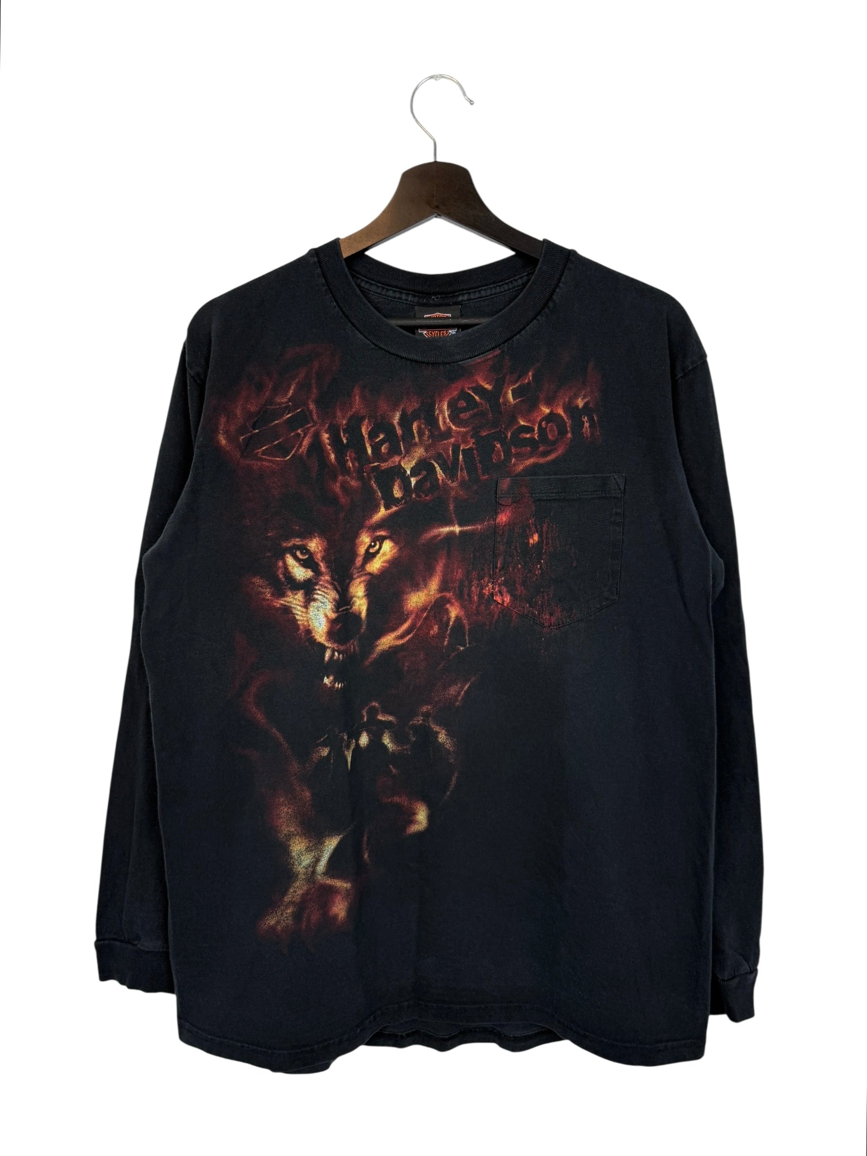 Vintage Harley Davidson Graphic Wolf Orlando Florida Long Sleeve Size L